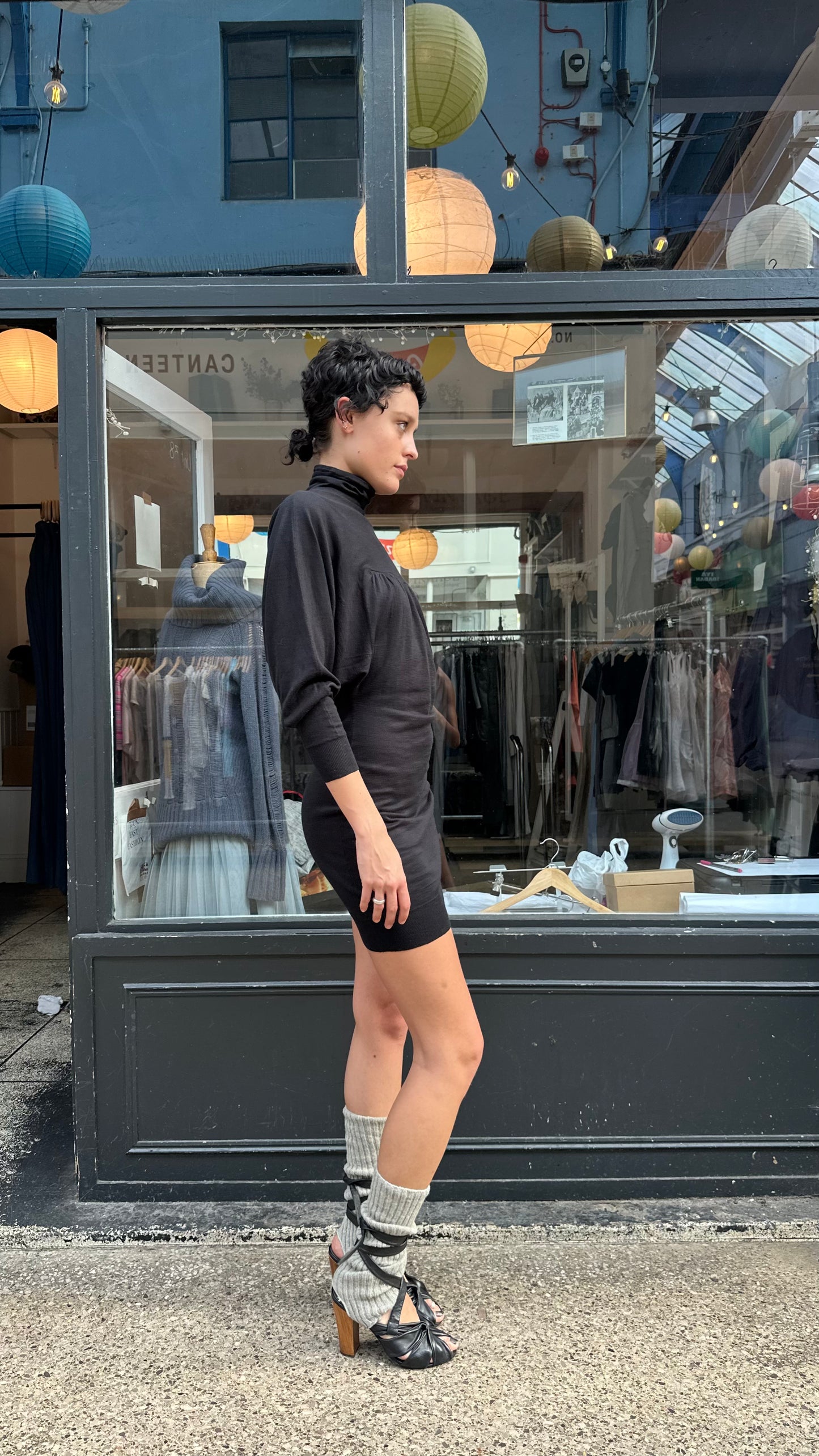 High neck knit dress