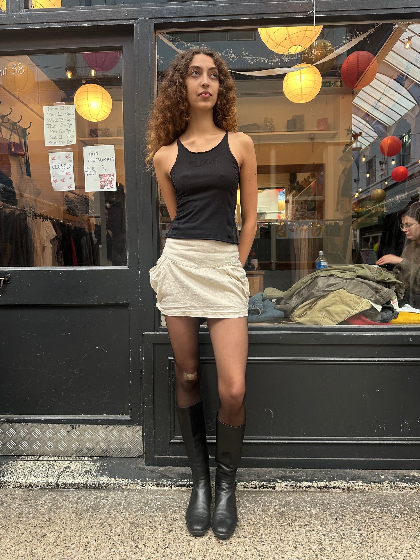 Drop waist mini skirt