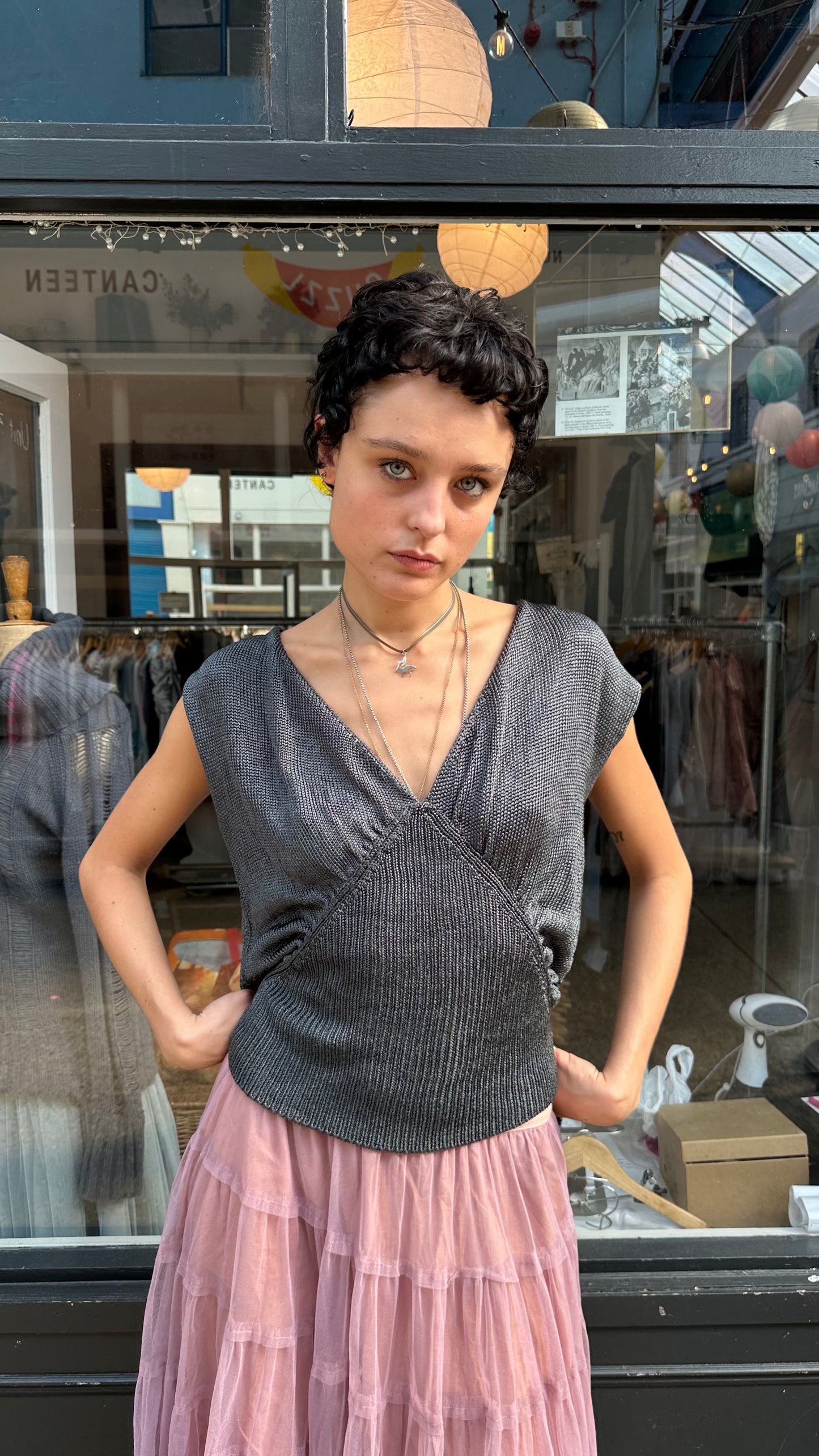 Metallic knit top