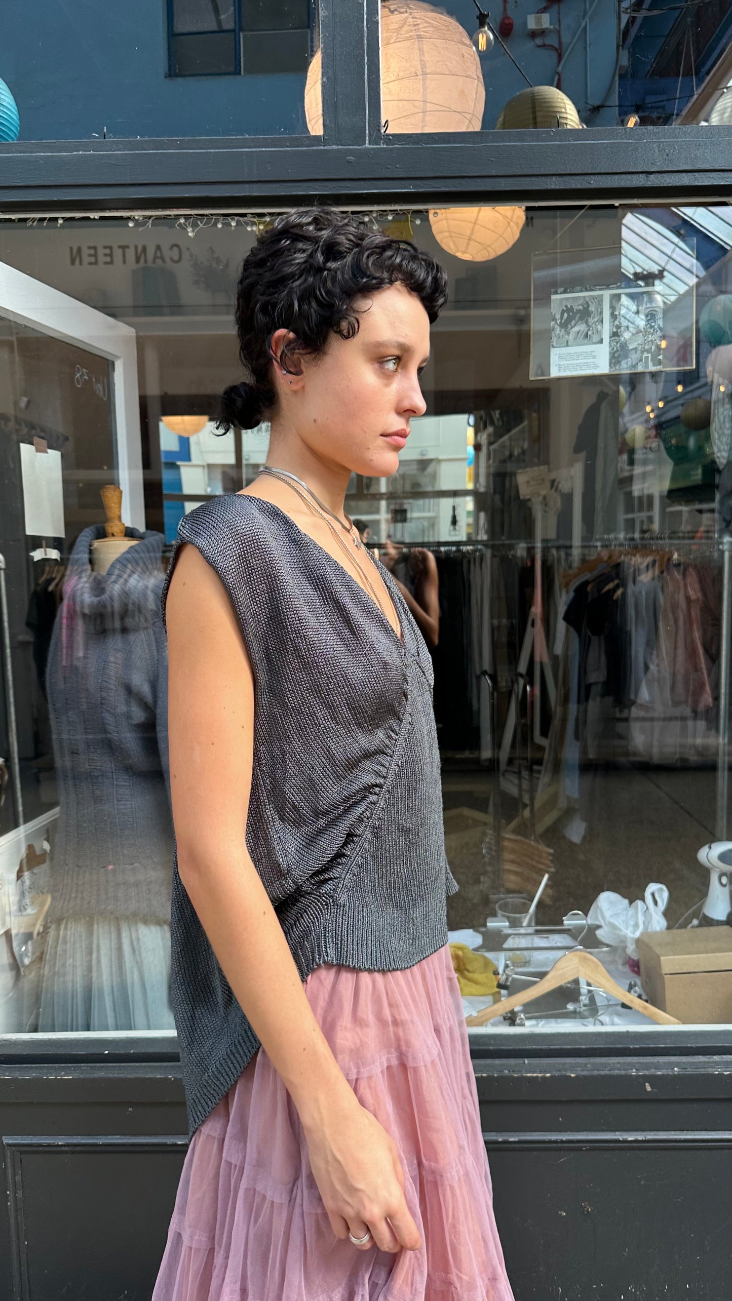 Metallic knit top