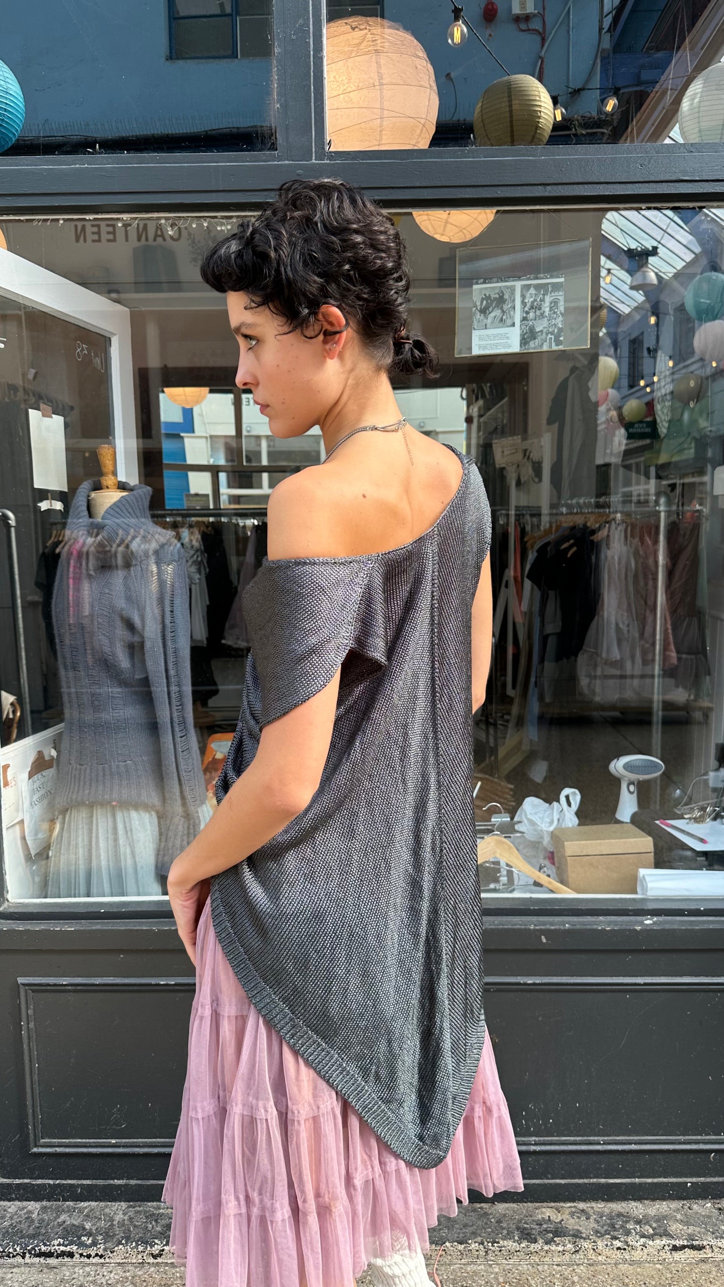Metallic knit top