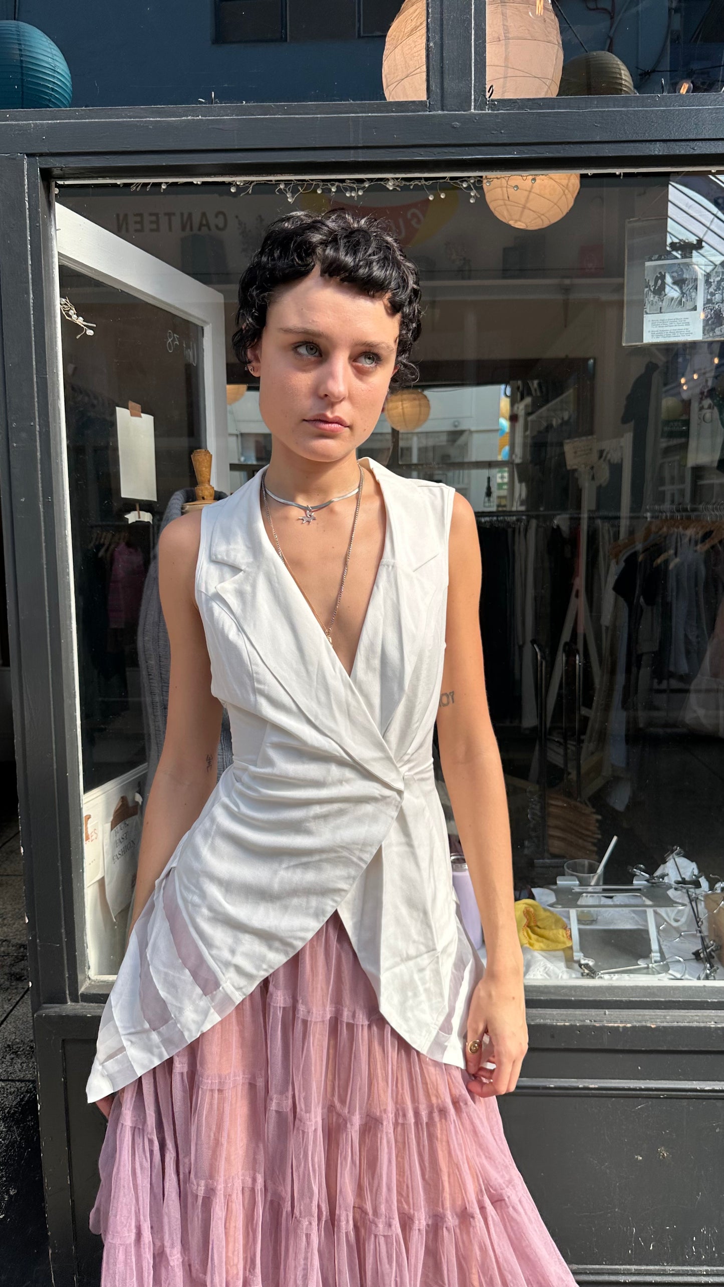 White tunic with sheer back