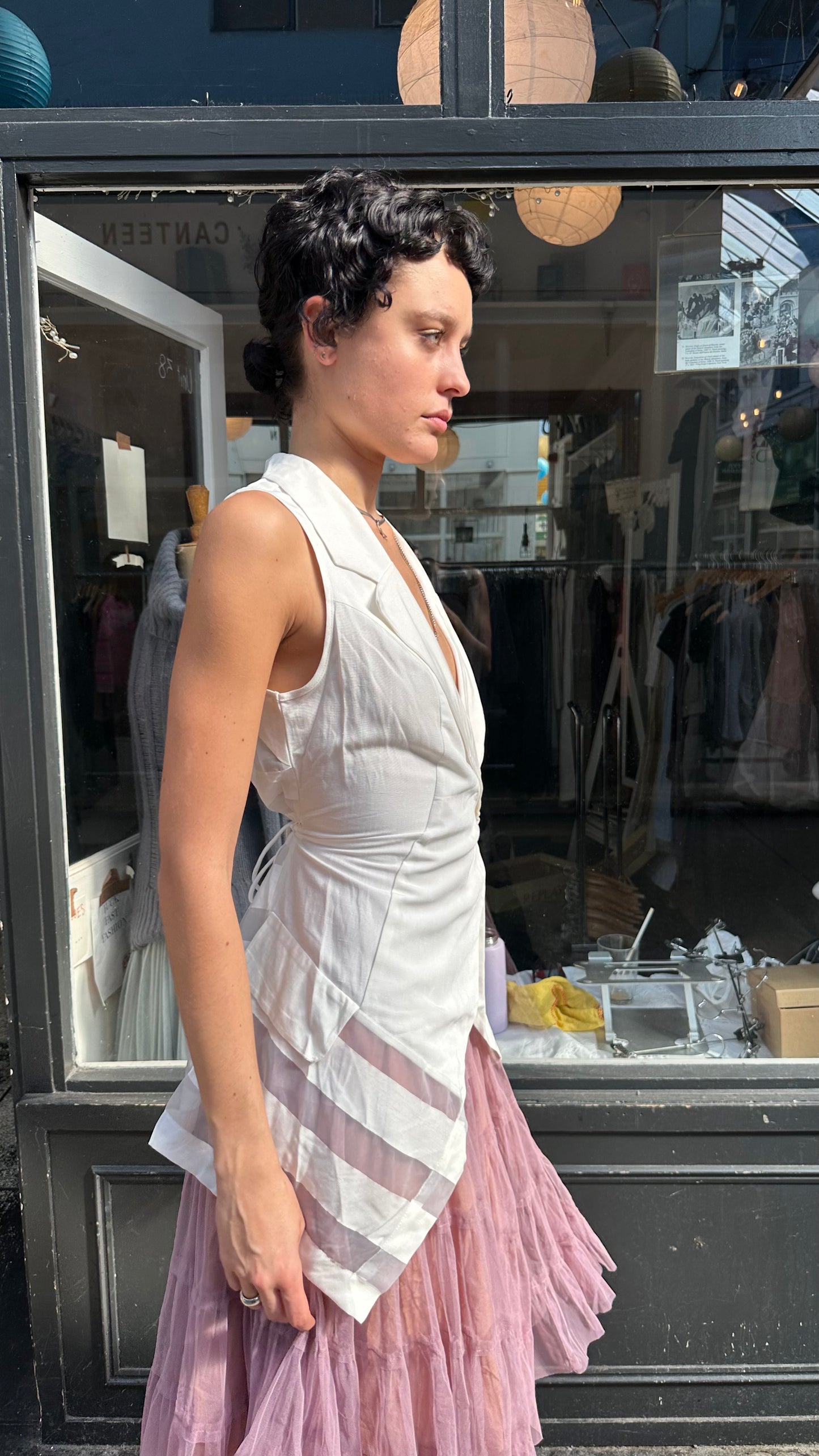 White tunic with sheer back