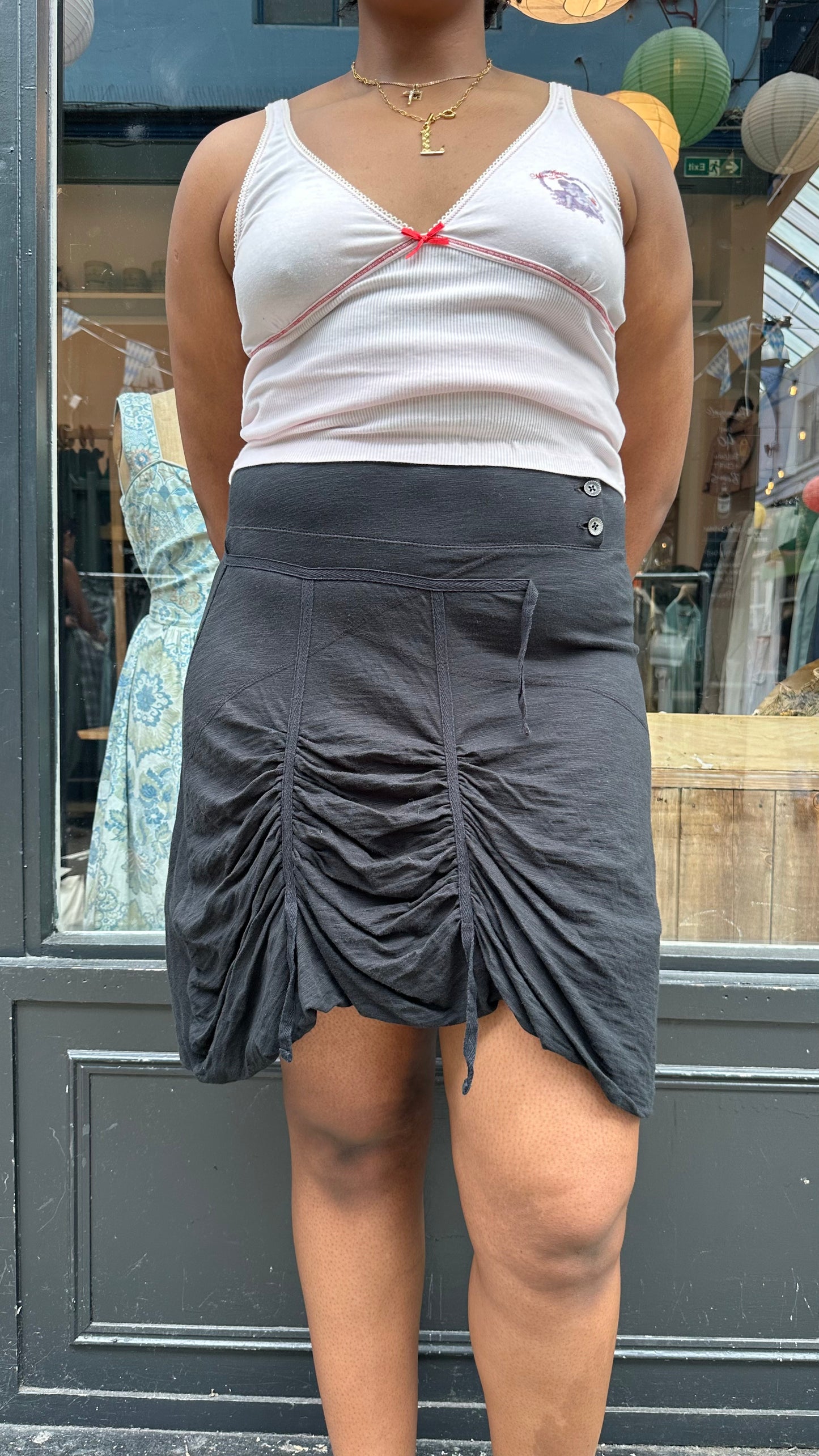 Cotton Skirt with Ruching