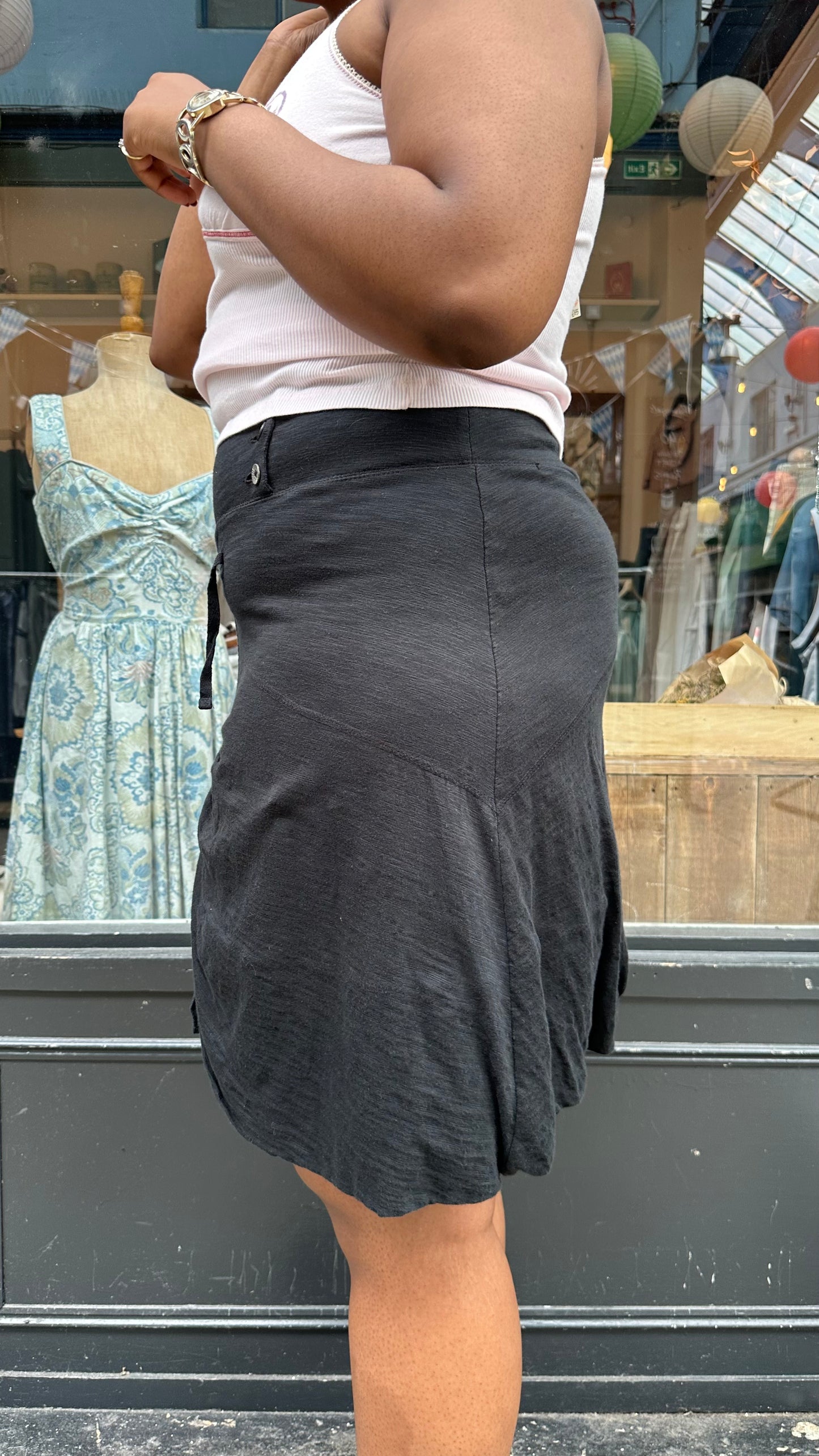 Cotton Skirt with Ruching