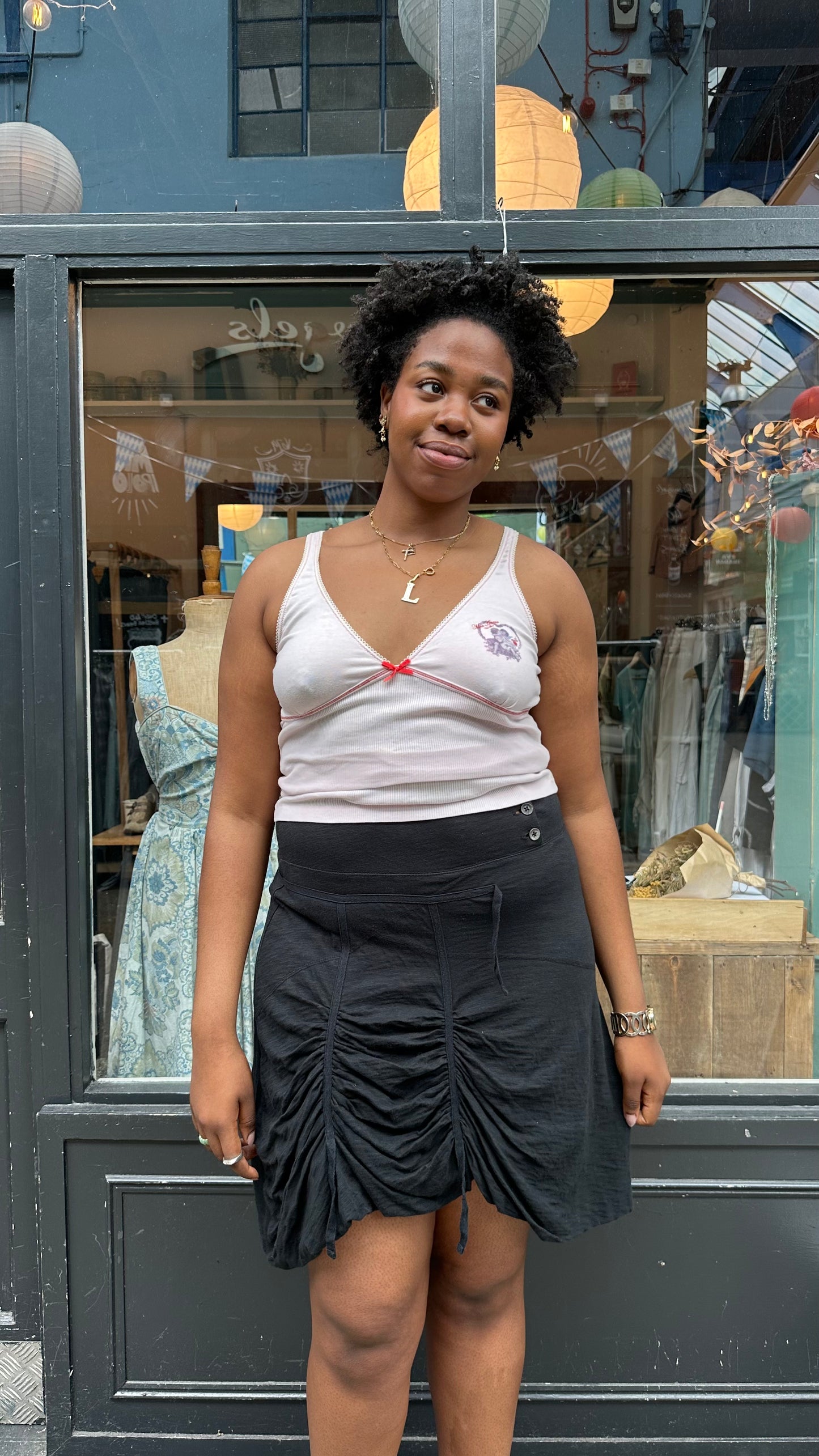 Cotton Skirt with Ruching