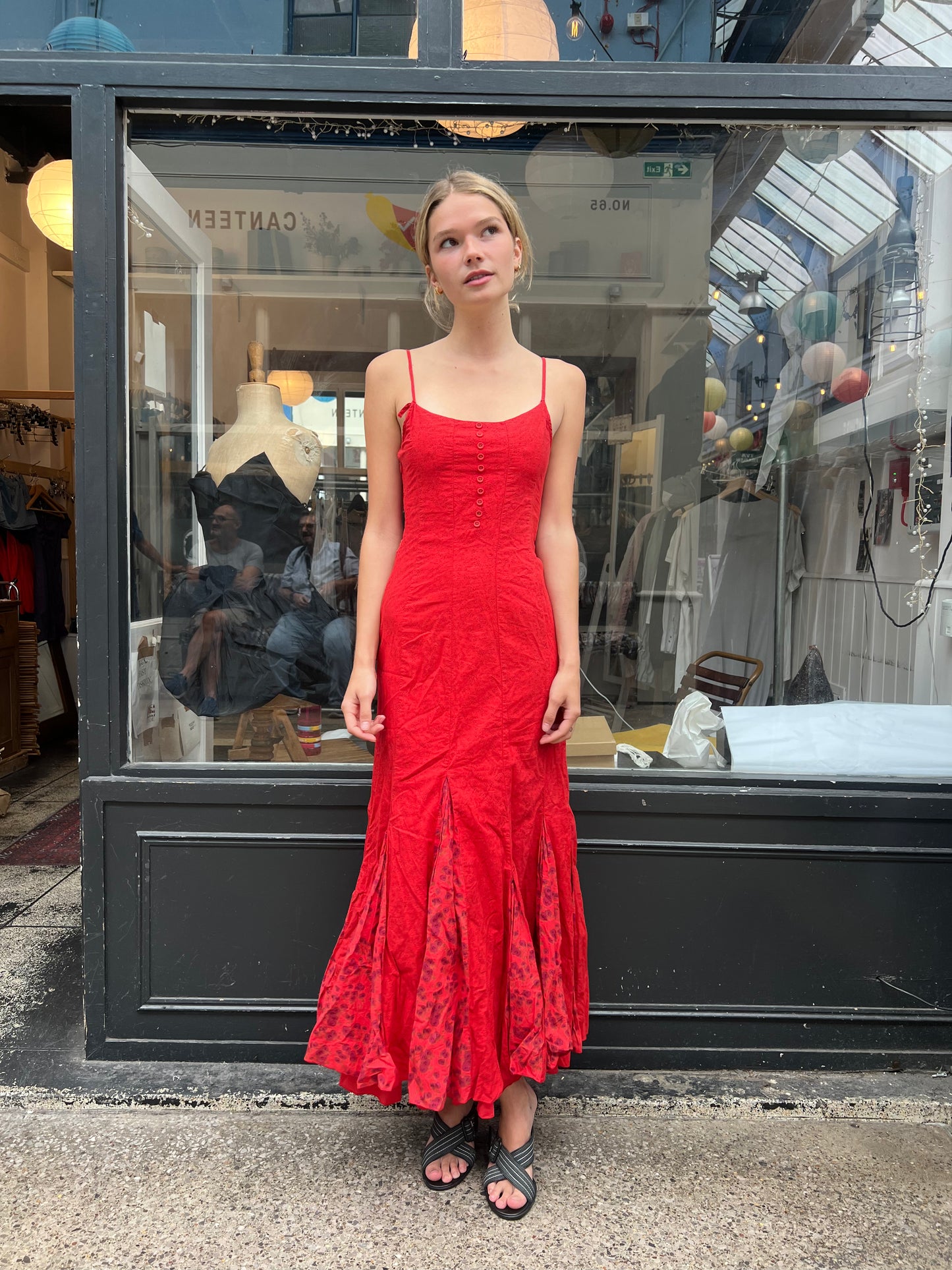 Red 100% cotton maxi dress