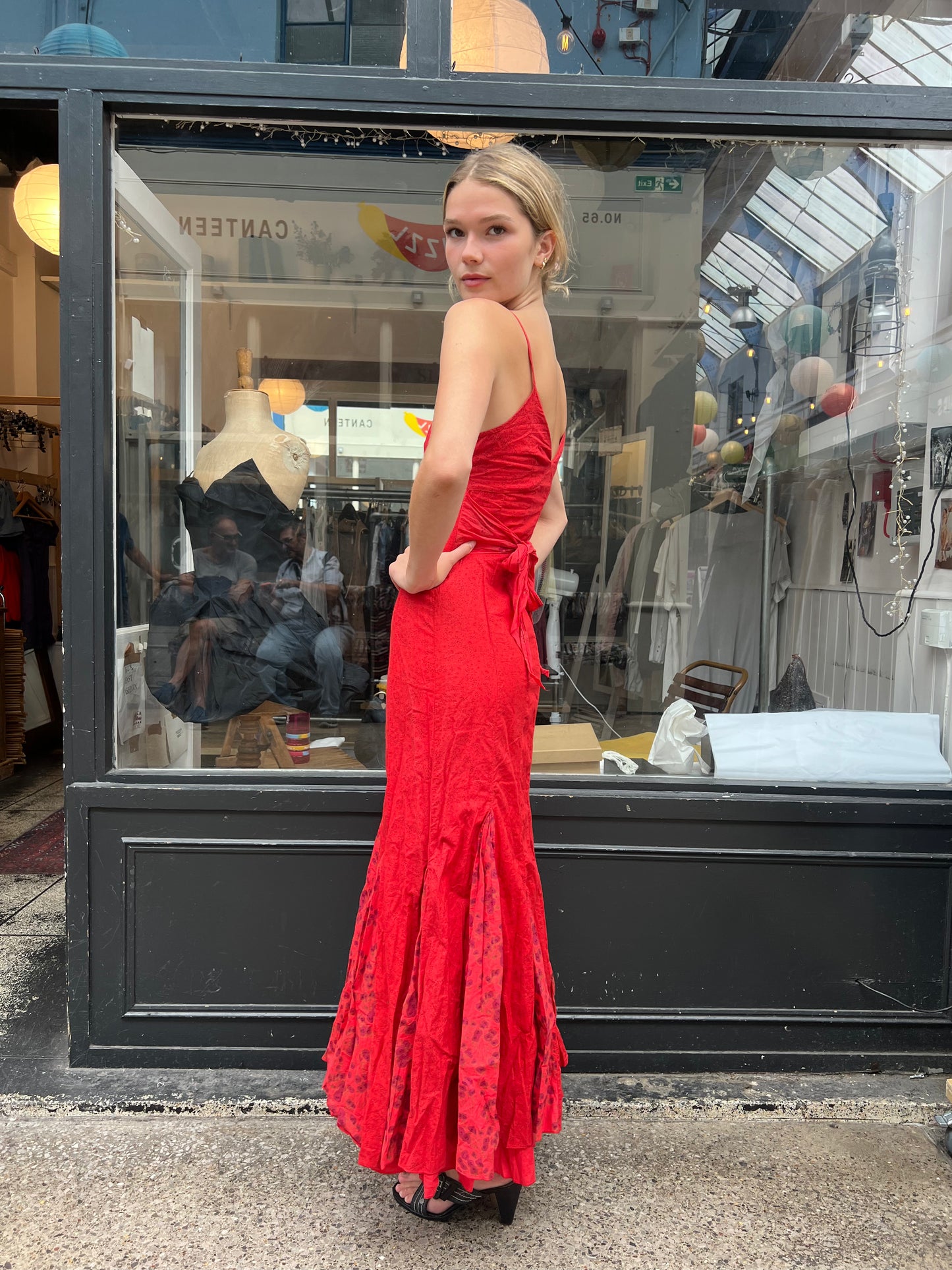 Red 100% cotton maxi dress