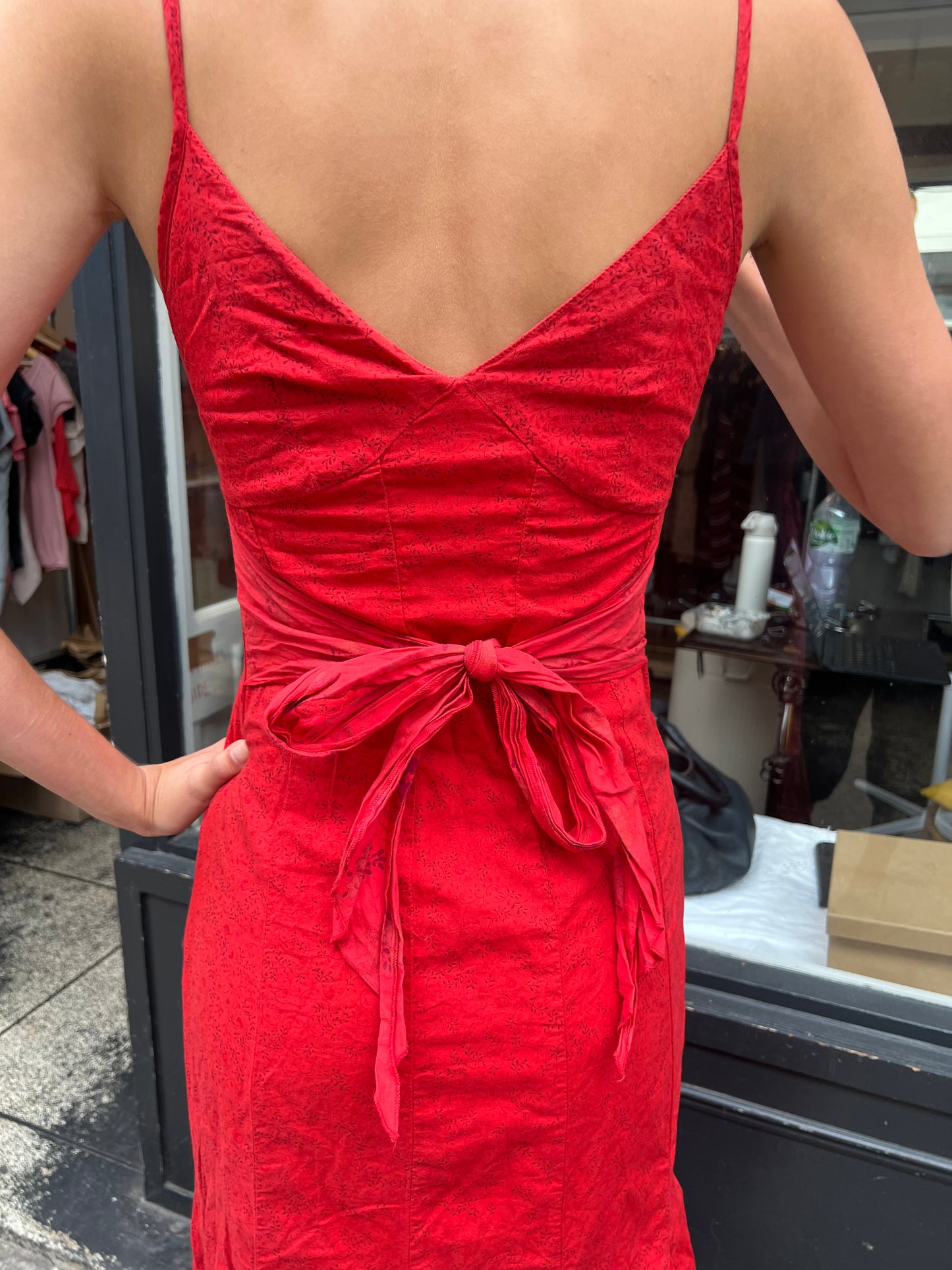 Red 100% cotton maxi dress