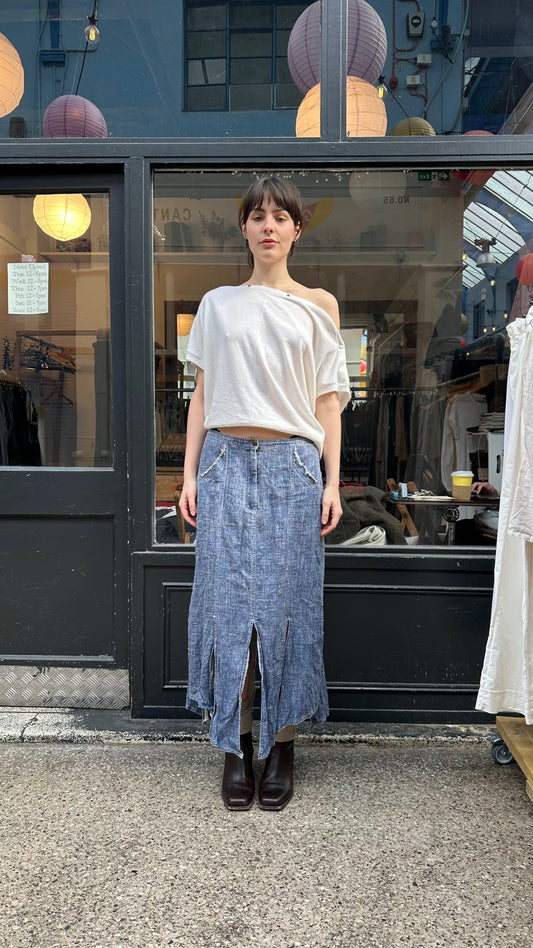 Midi skirt with asymmetric hem