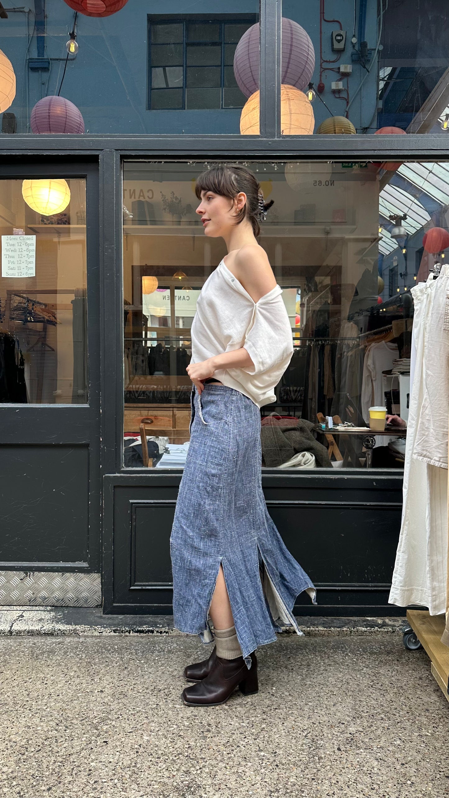 Midi skirt with asymmetric hem