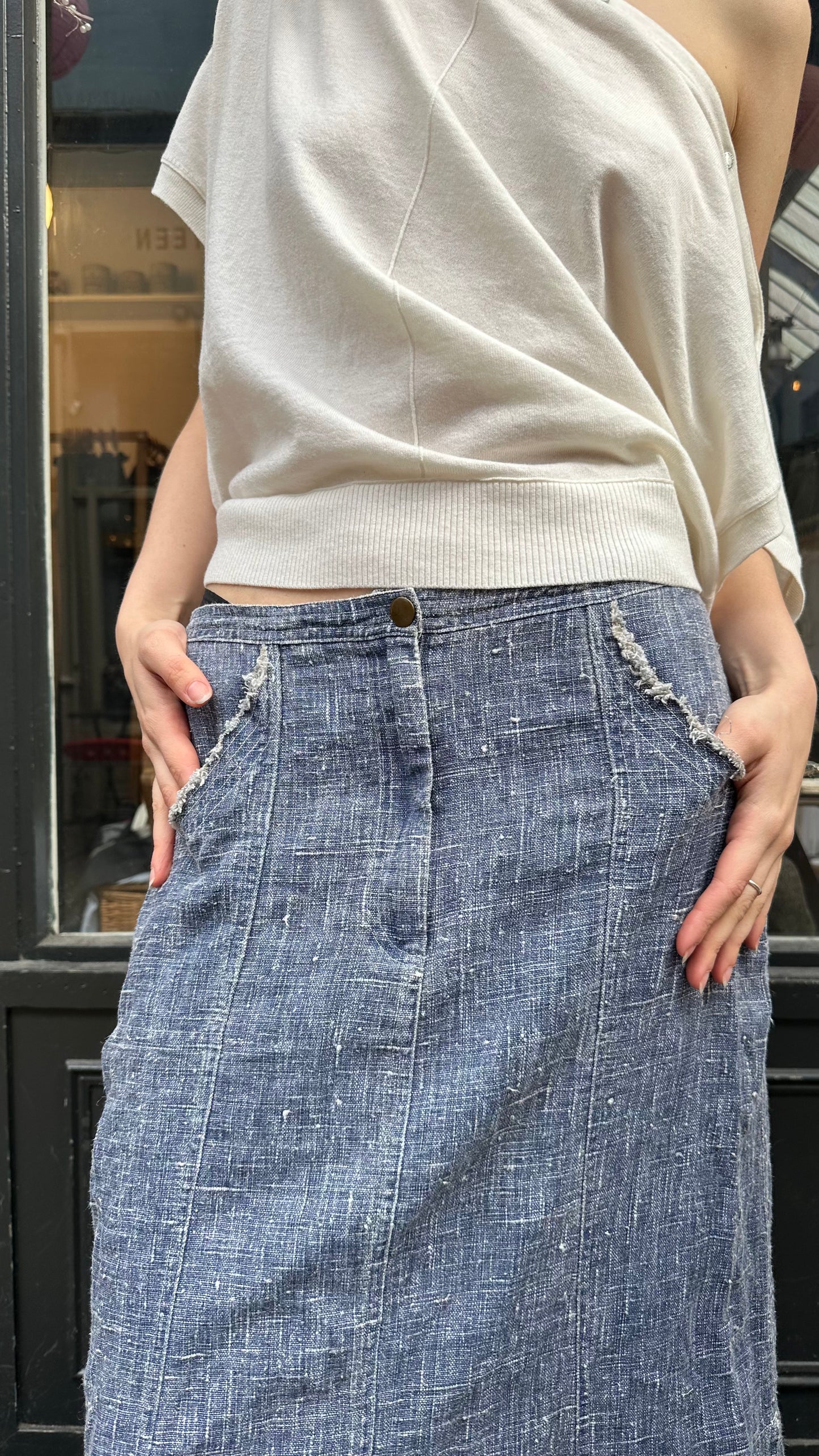 Midi skirt with asymmetric hem