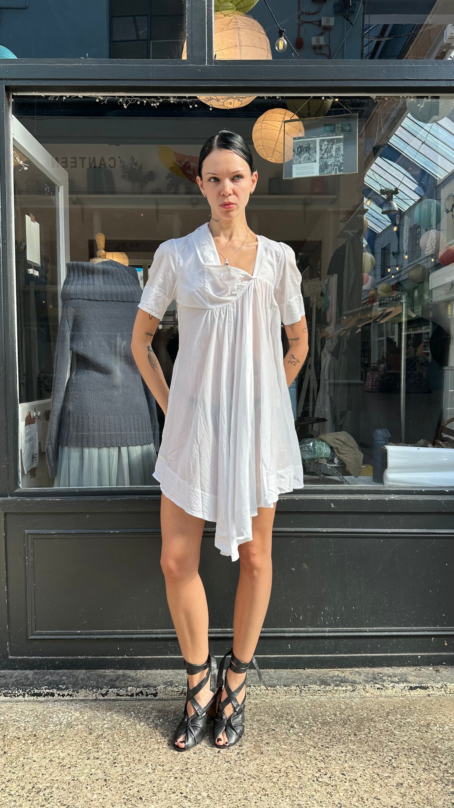 All saints white 100% cotton mini dress