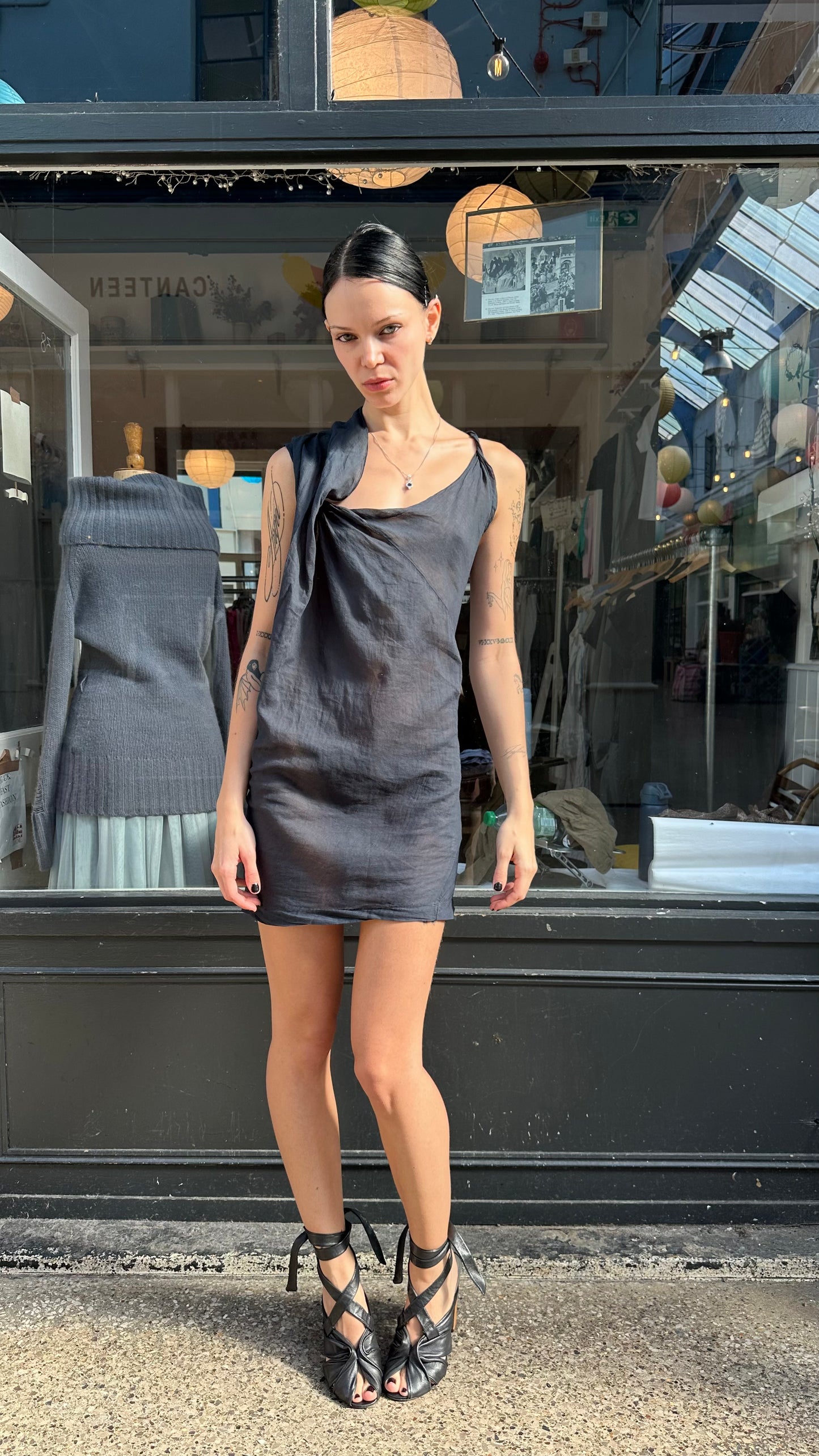 Black cotton tunic dress