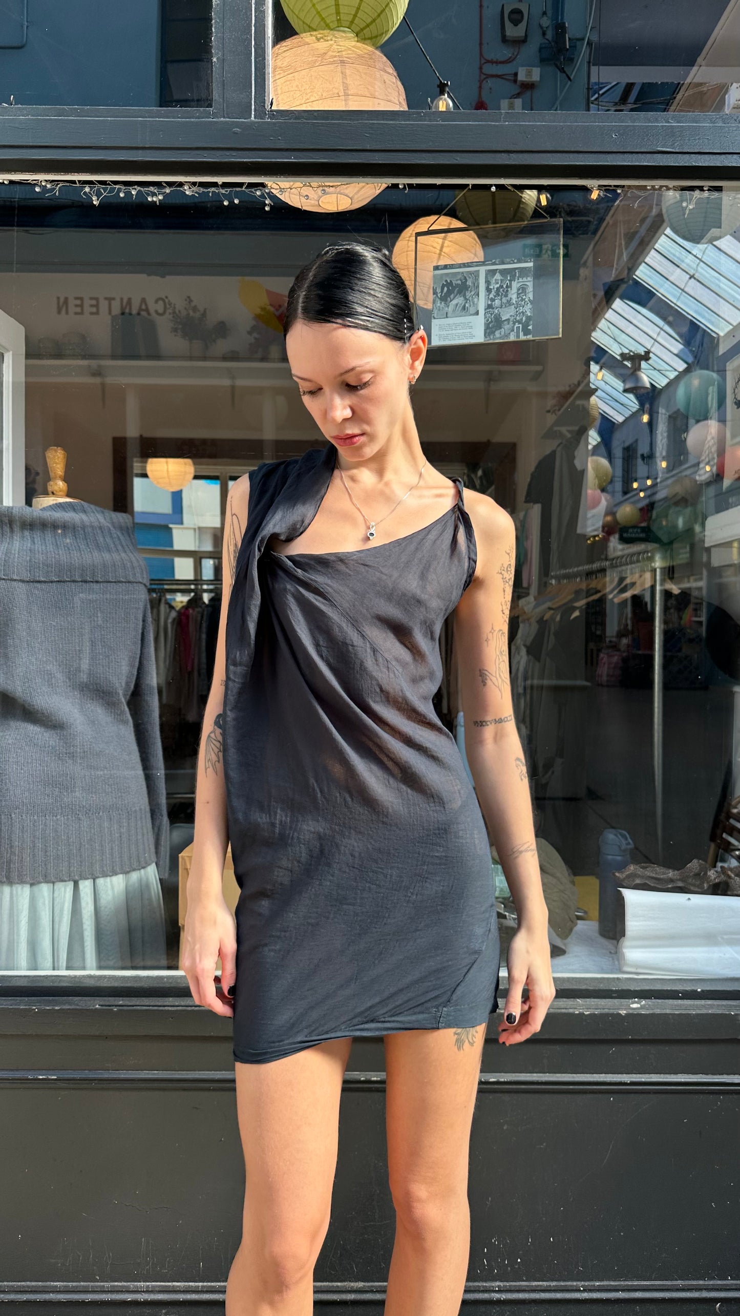 Black cotton tunic dress
