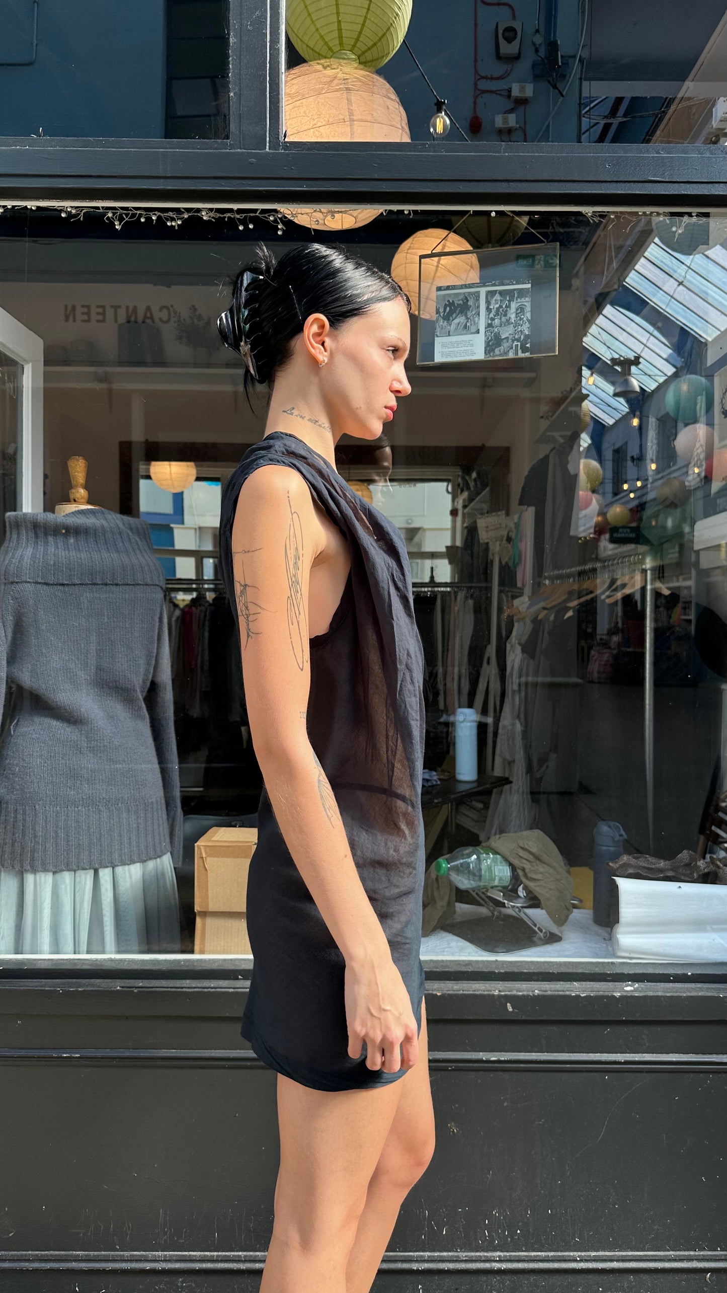 Black cotton tunic dress