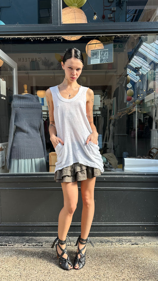 SARAH PACINI white sheer 100% vest top