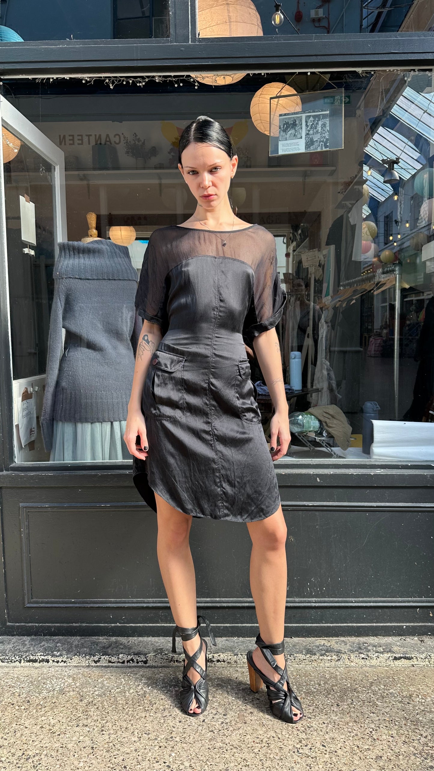 Black 100% silk mini dress