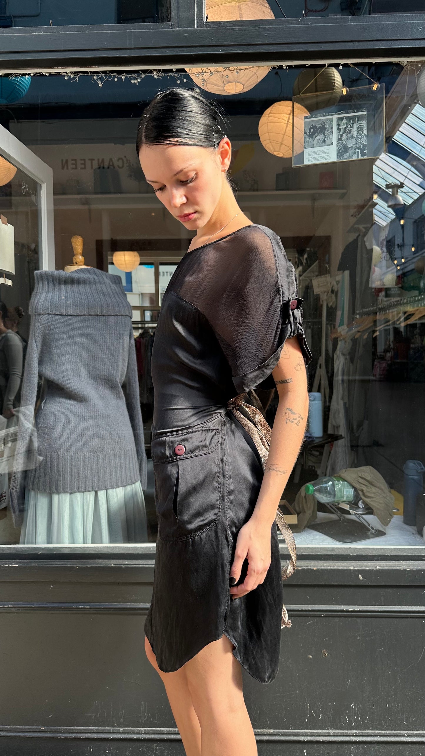 Black 100% silk mini dress