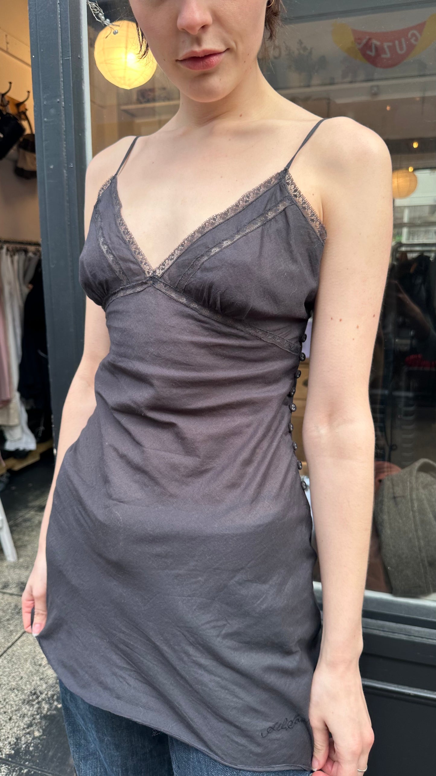 ALL SAINTS charcoal slip dress