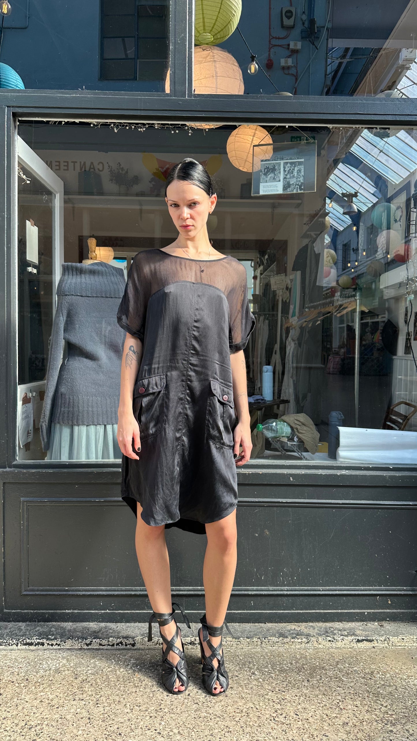 Black 100% silk mini dress