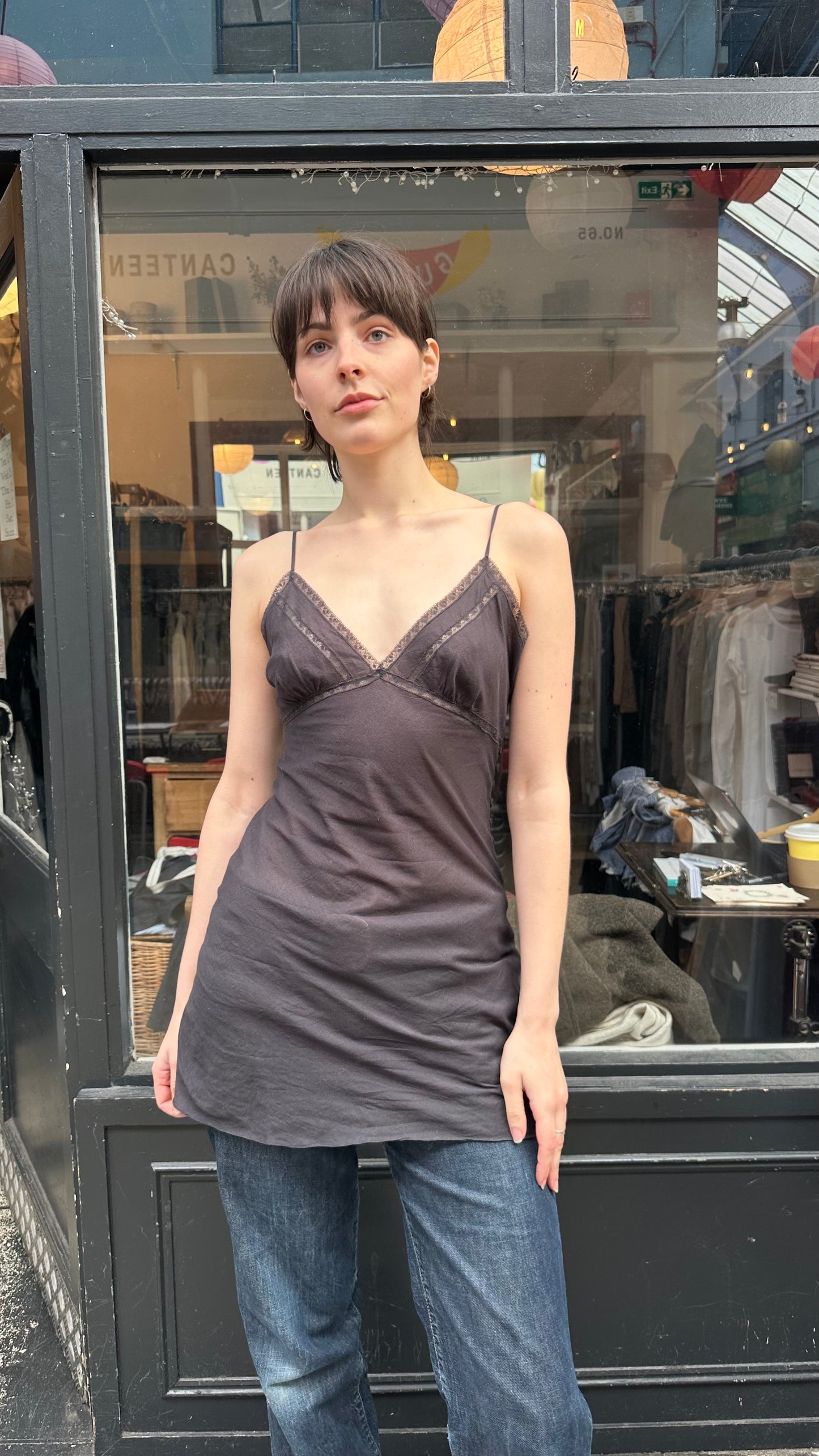 ALL SAINTS charcoal slip dress