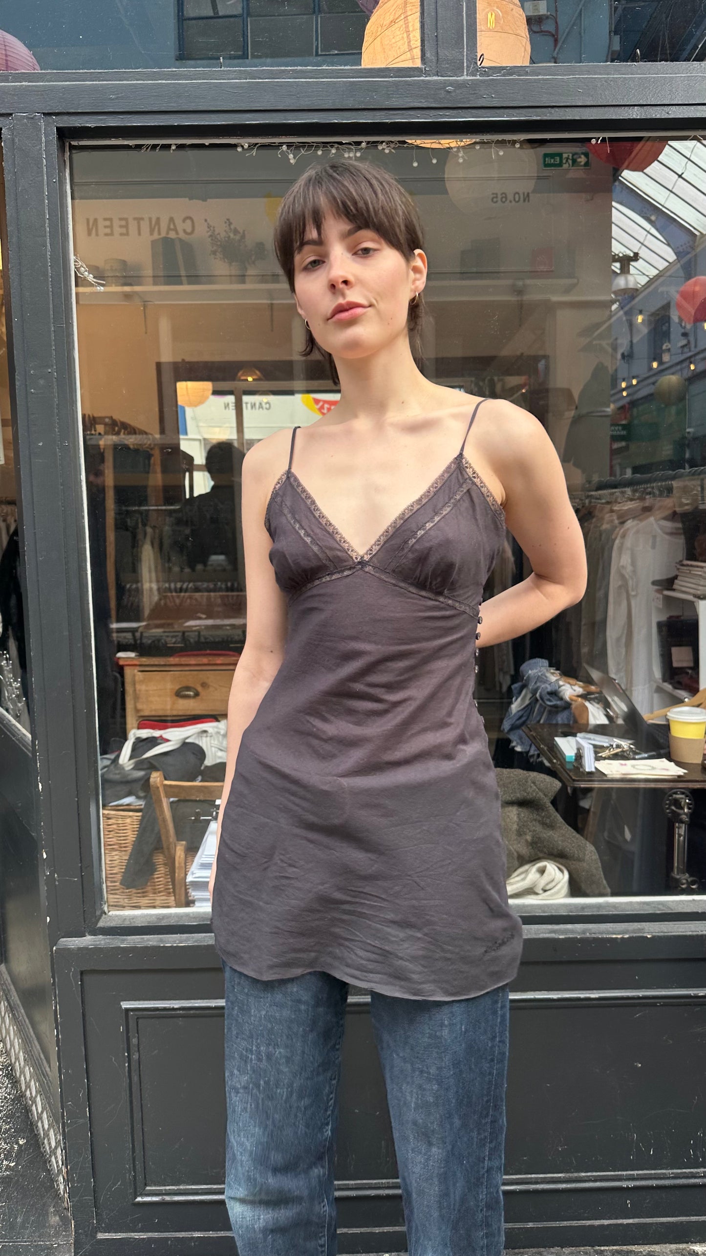 ALL SAINTS charcoal slip dress