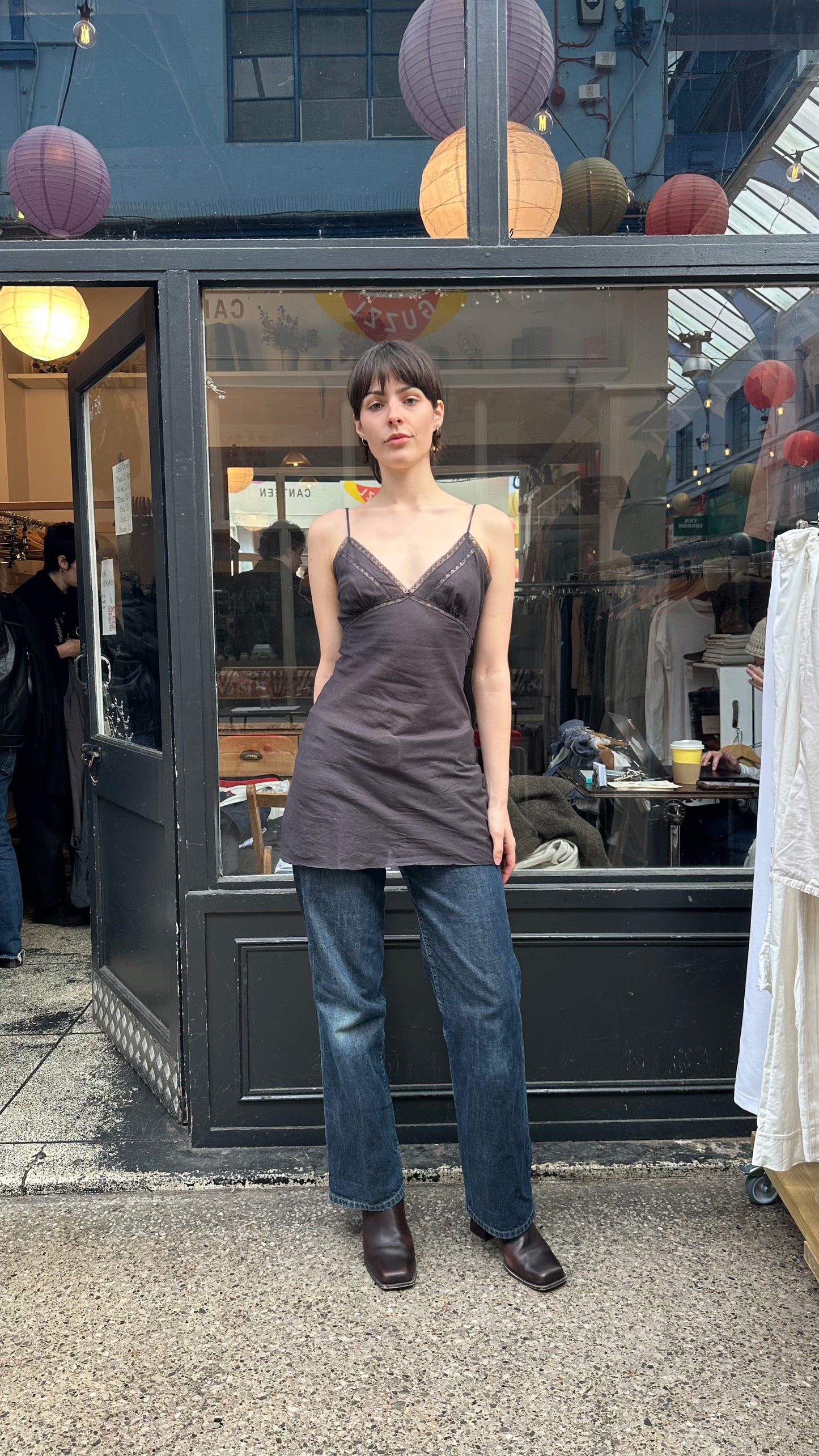 ALL SAINTS charcoal slip dress