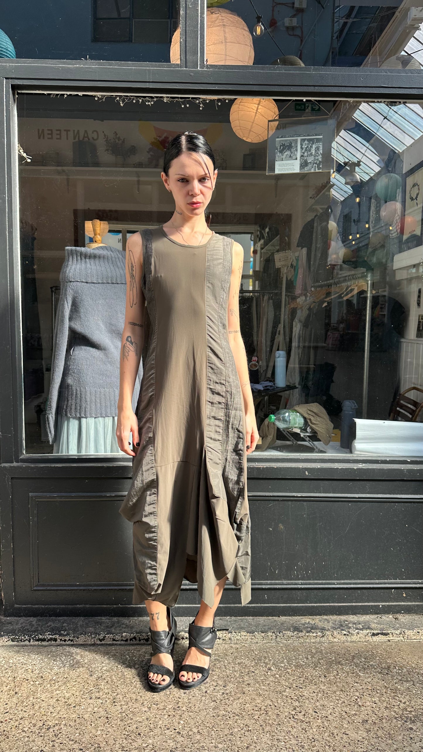 khaki maxi dress