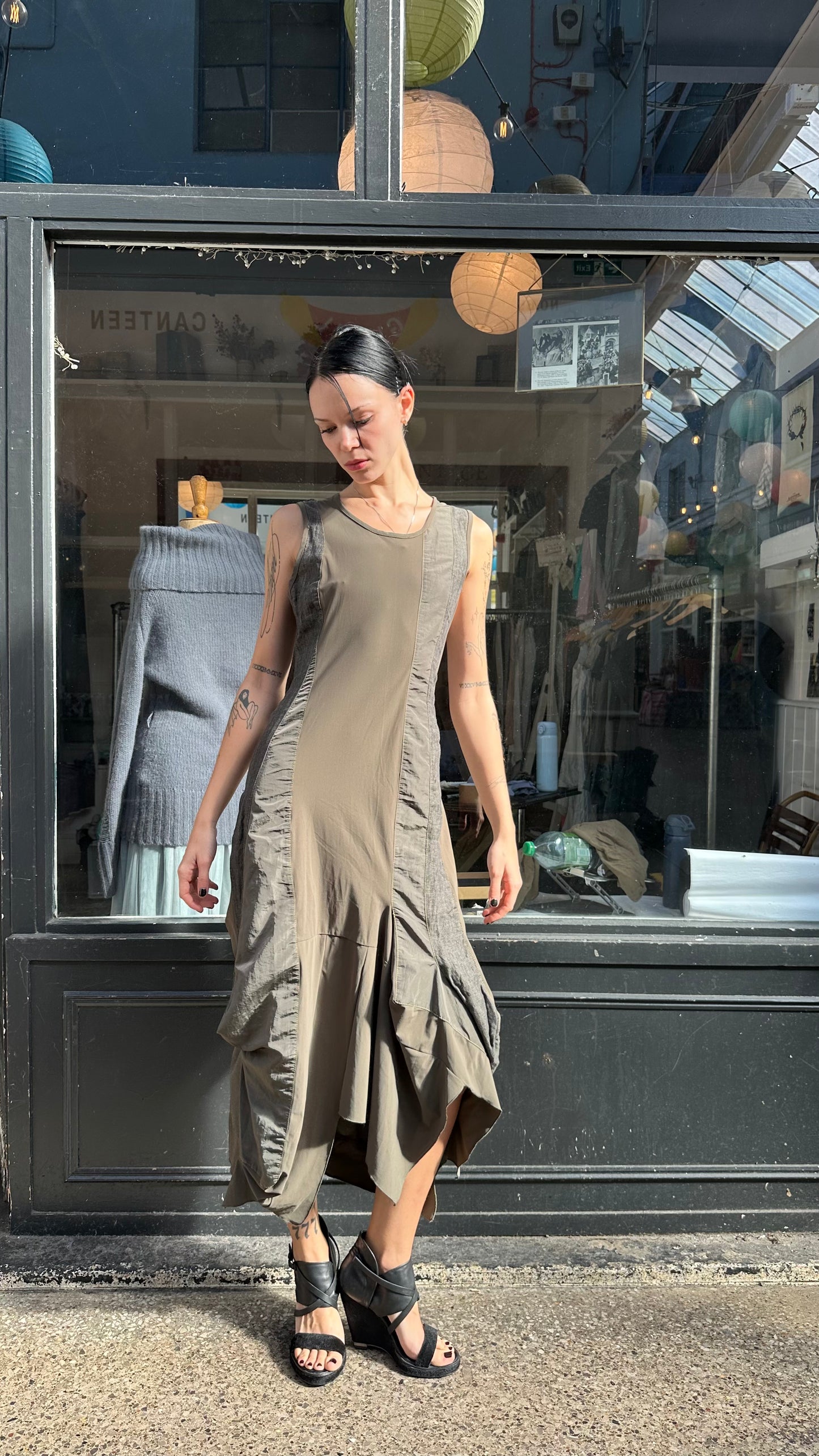 khaki maxi dress