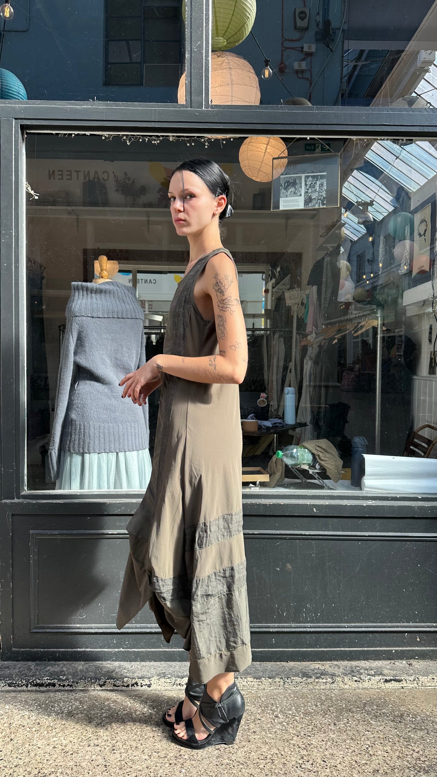 khaki maxi dress