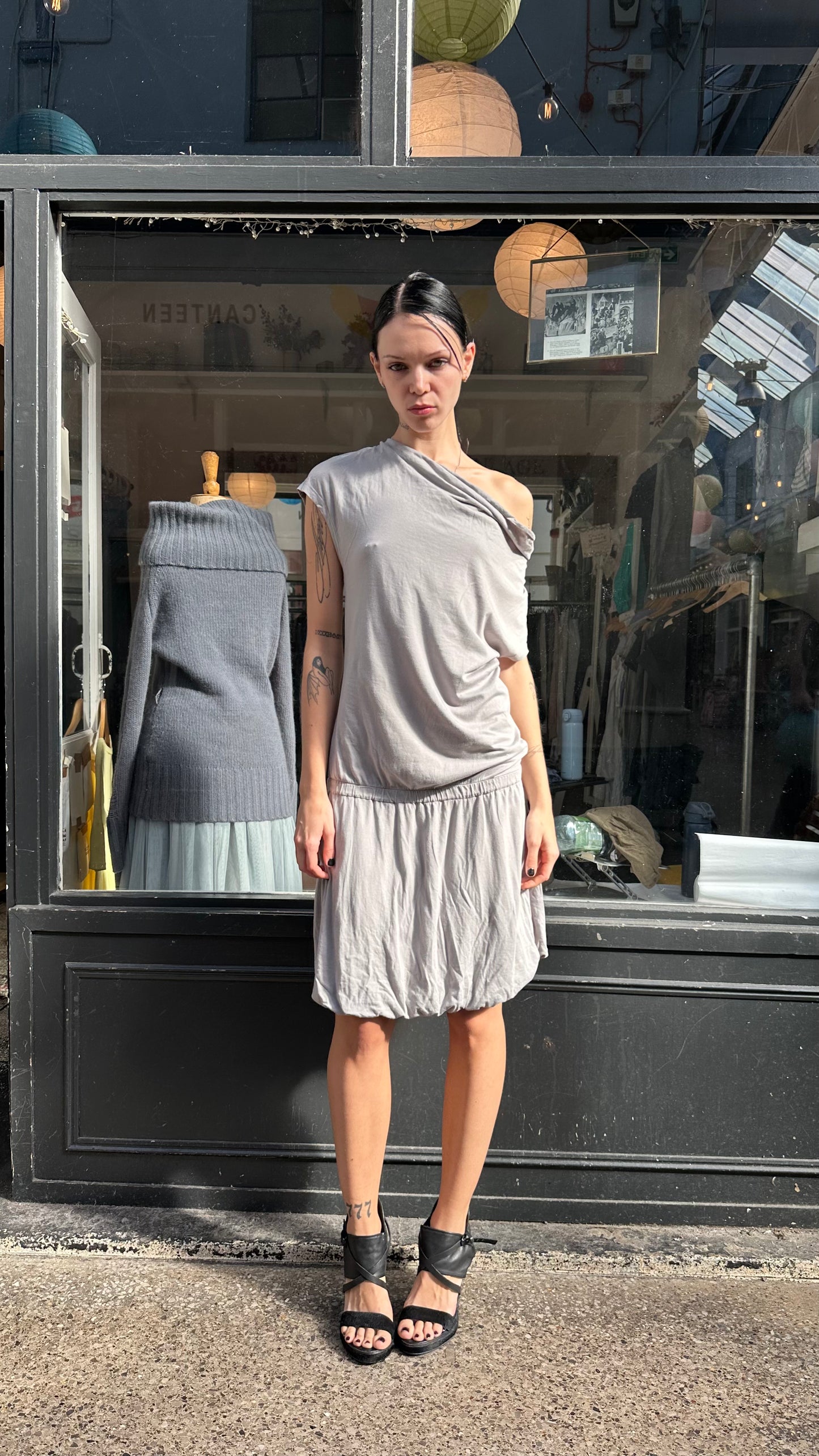 Grey slouchy drop waist dress