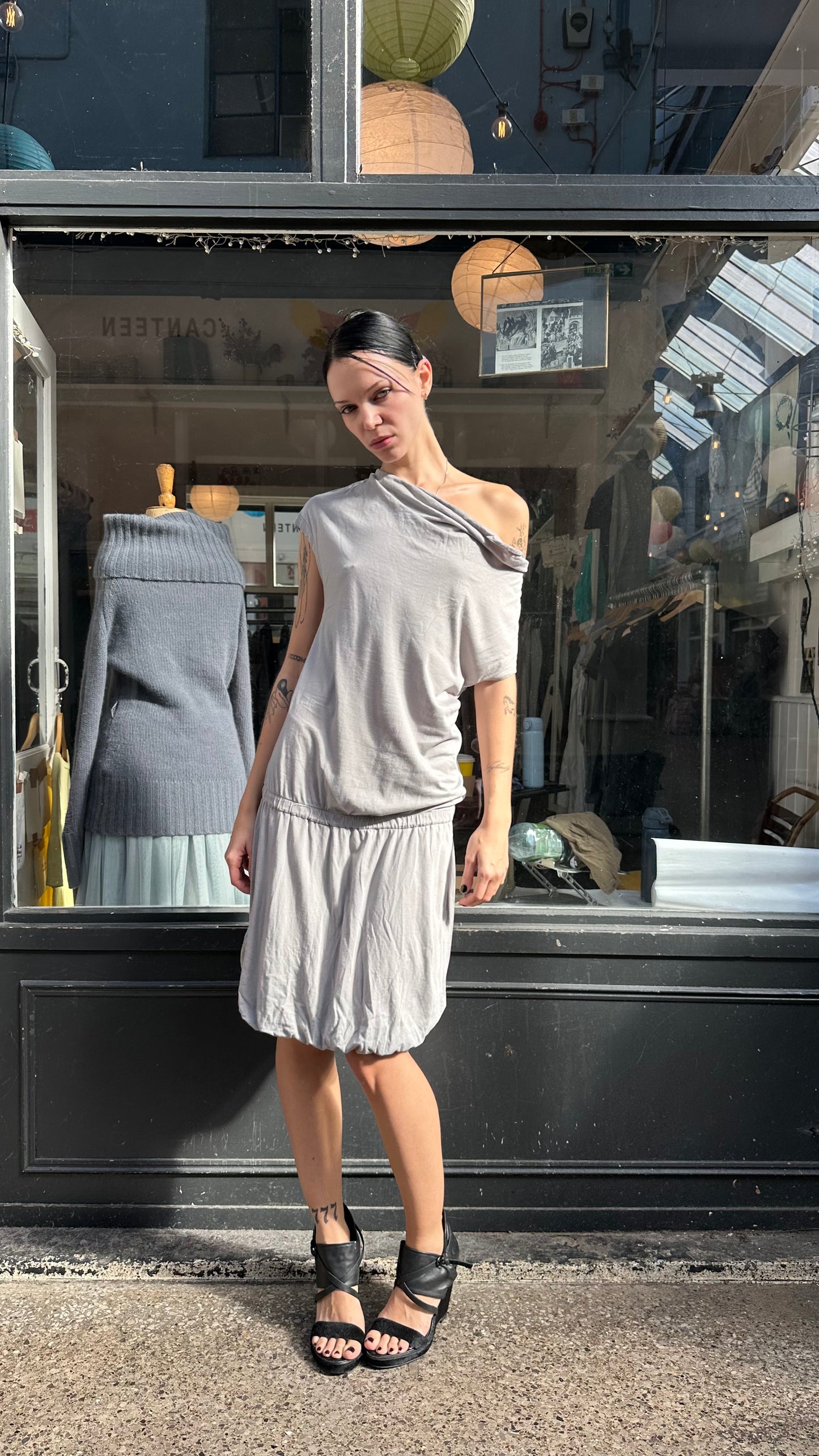 Grey slouchy drop waist dress
