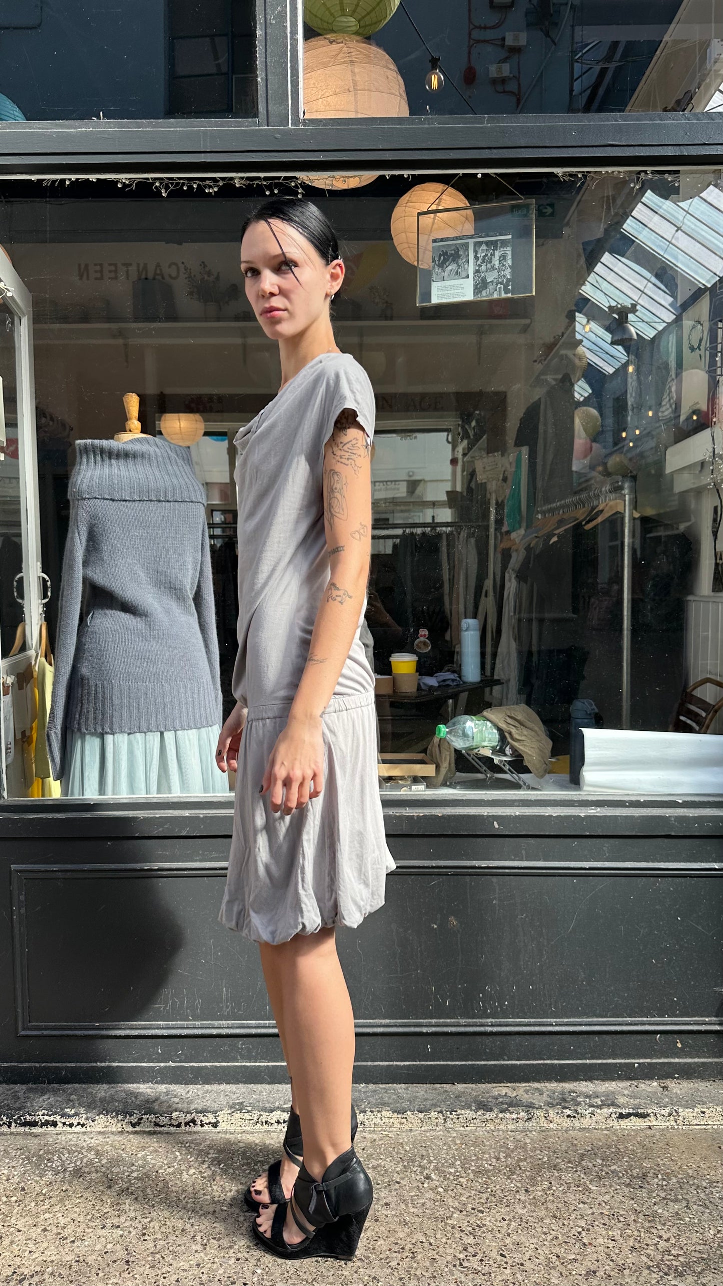 Grey slouchy drop waist dress