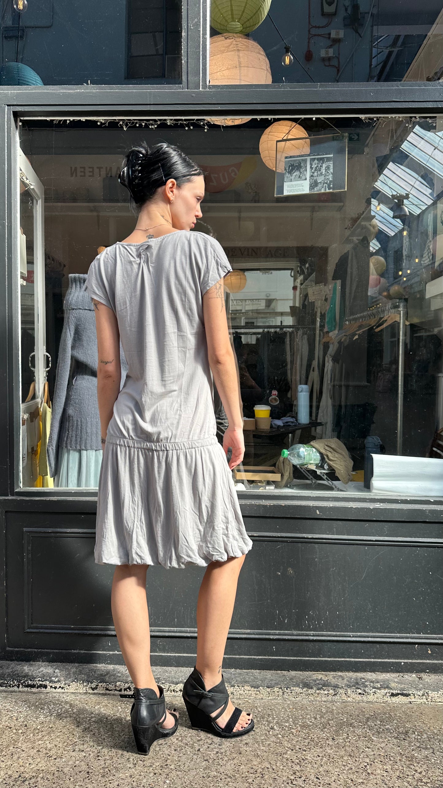 Grey slouchy drop waist dress