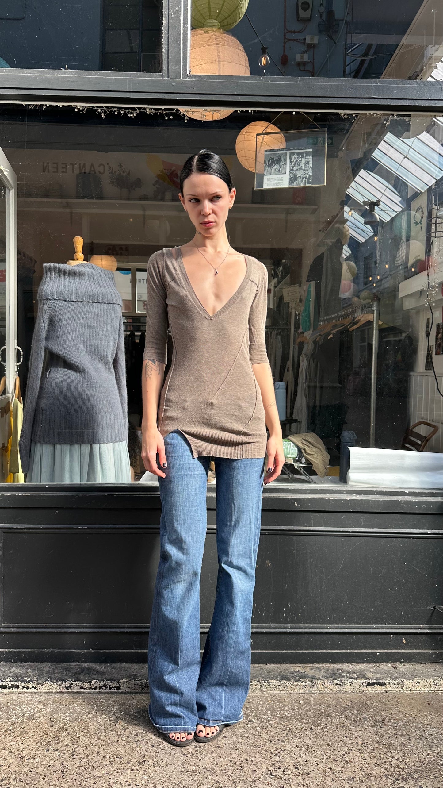 All saints brown cold shoulder top