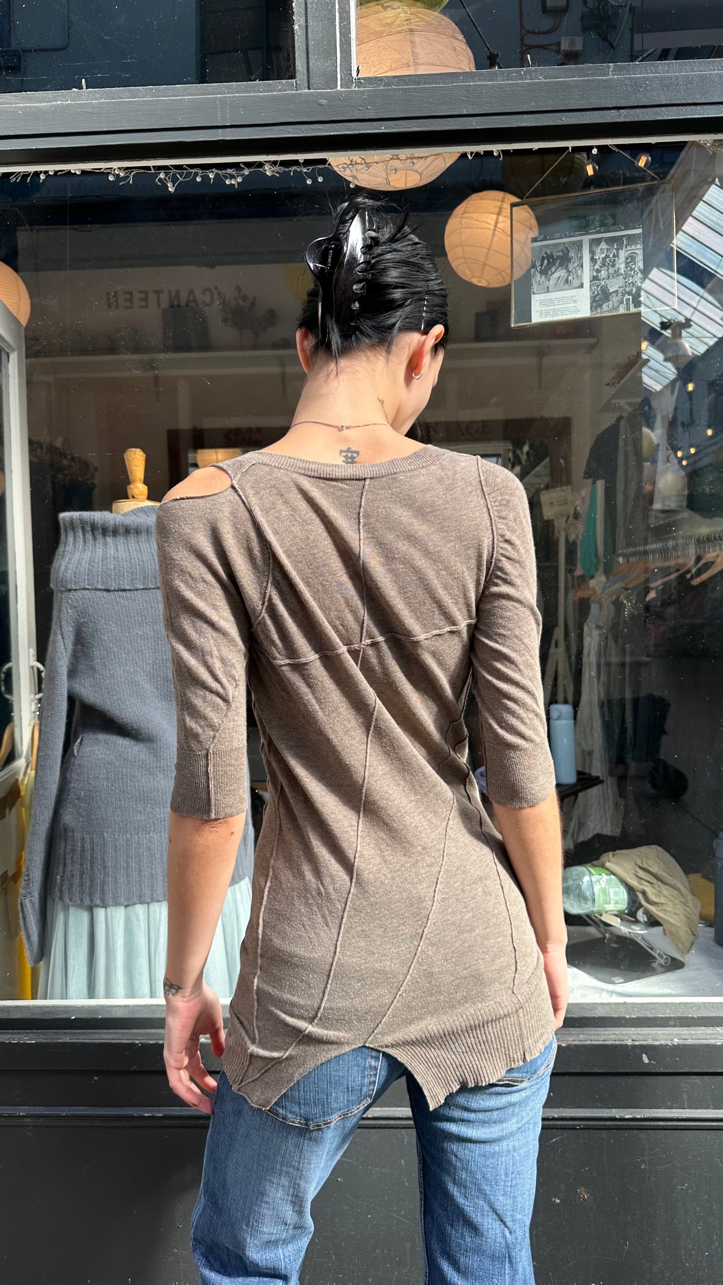 All saints brown cold shoulder top