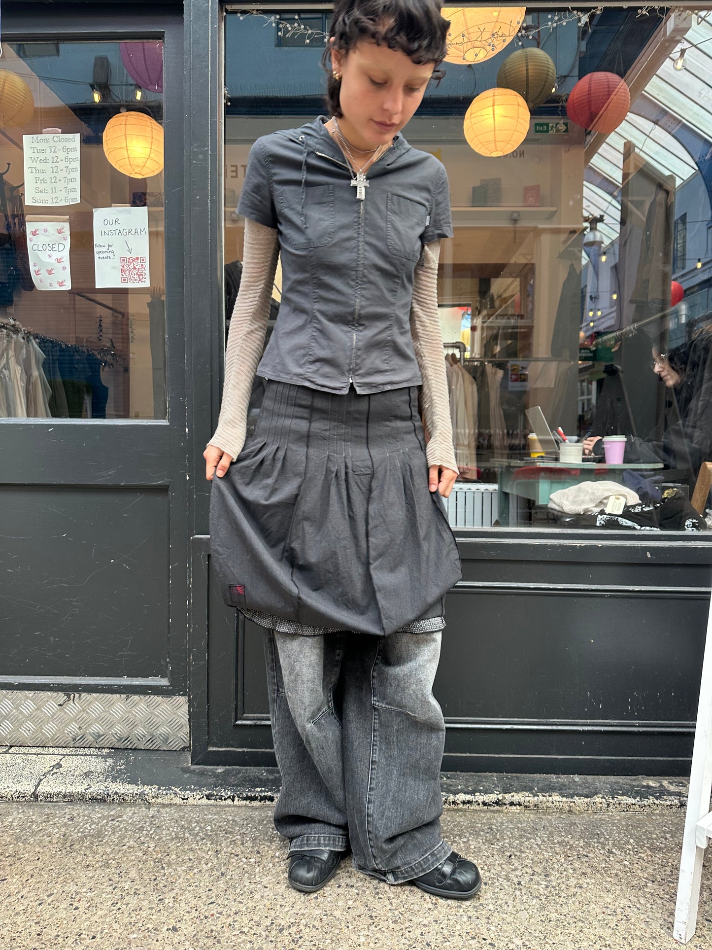 Cop Copine Pleated Grey Balloon Midi Skirt