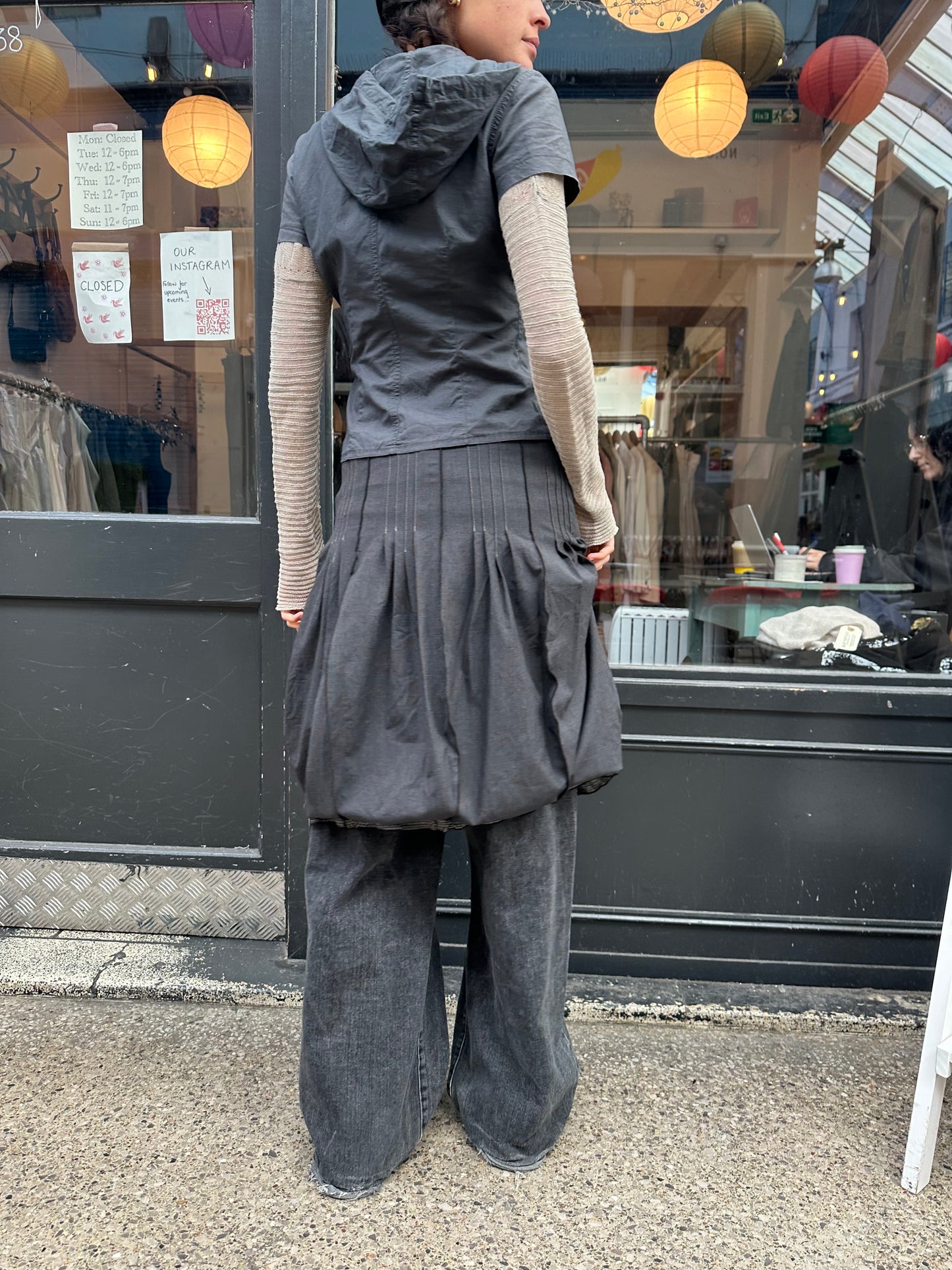 Cop Copine Pleated Grey Balloon Midi Skirt