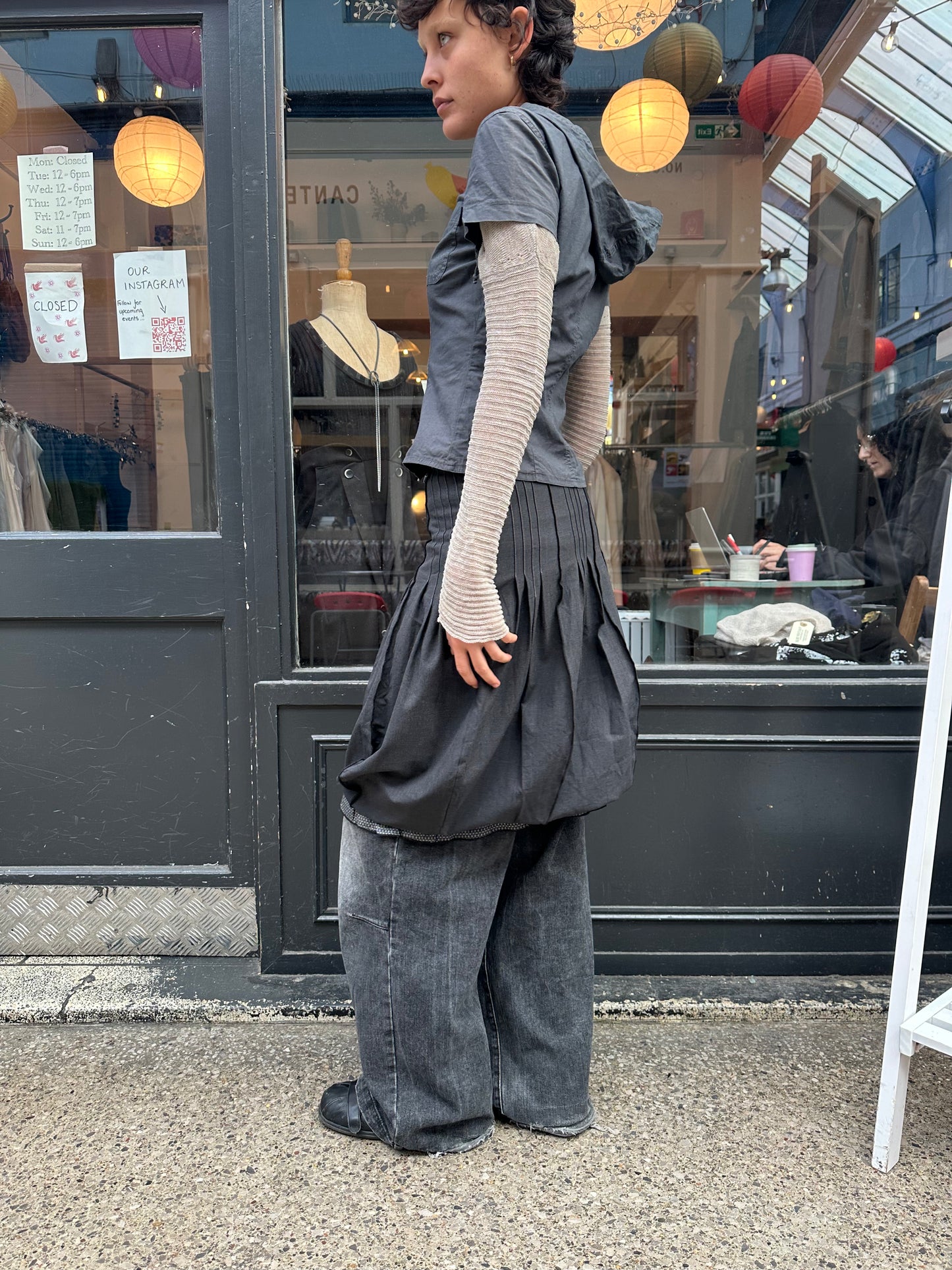 Cop Copine Pleated Grey Balloon Midi Skirt