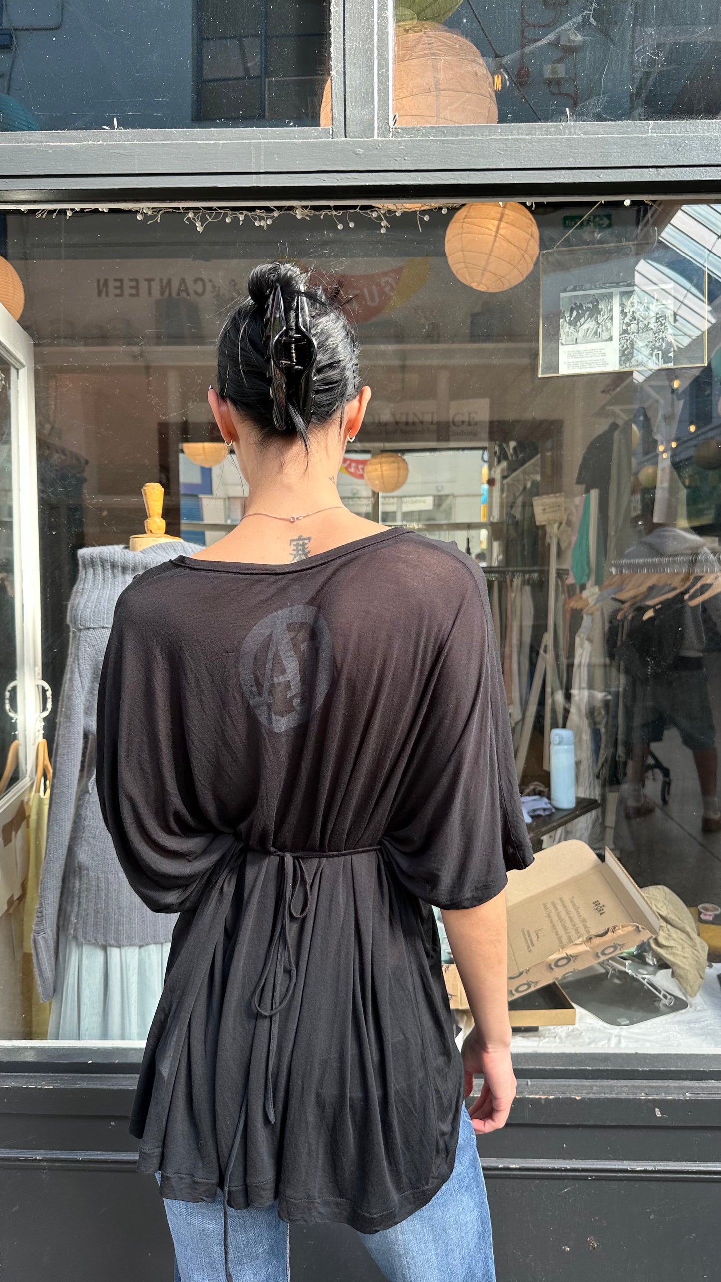 Armani jeans black  batwing top