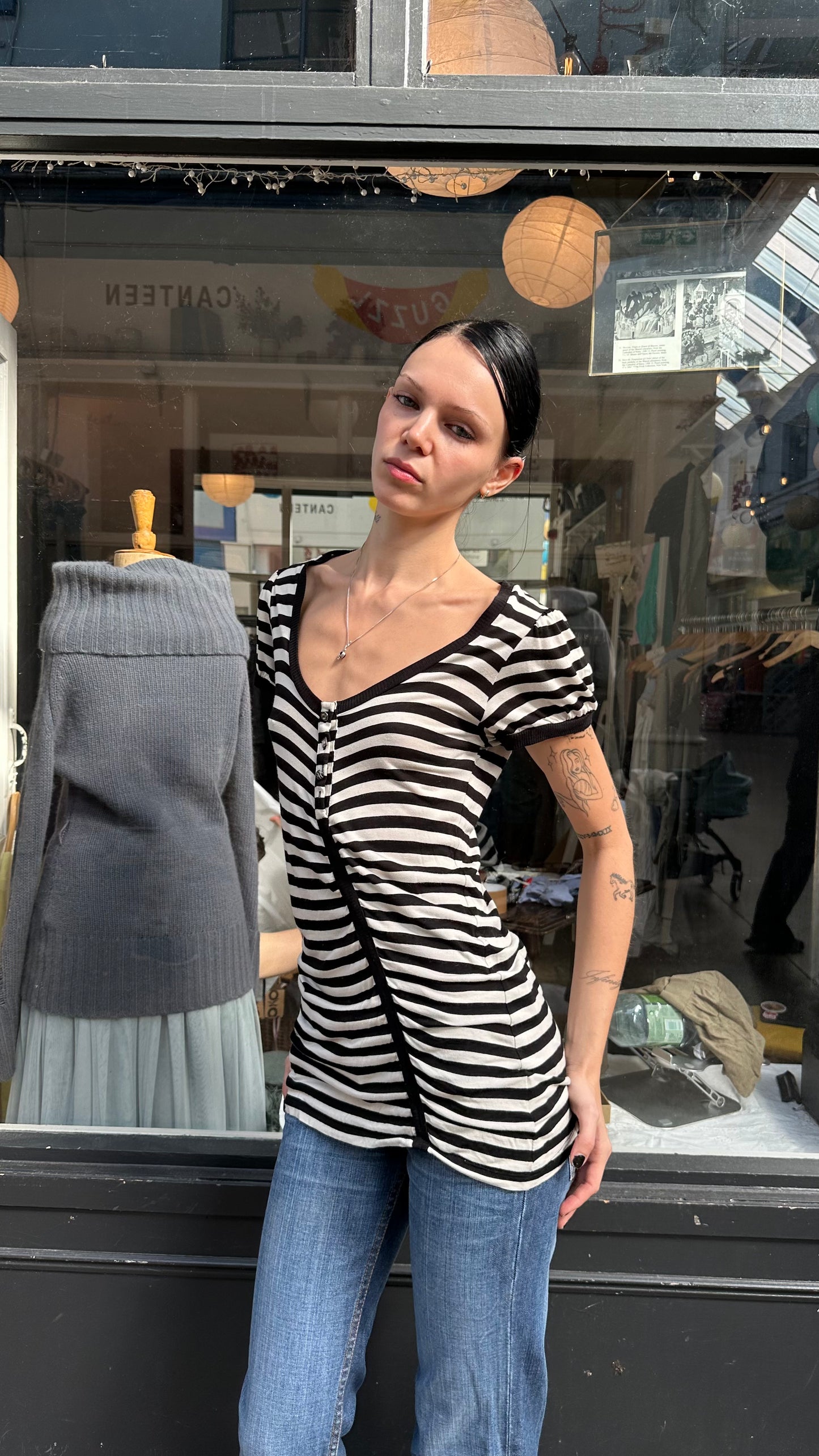 Black and white striped tshirt