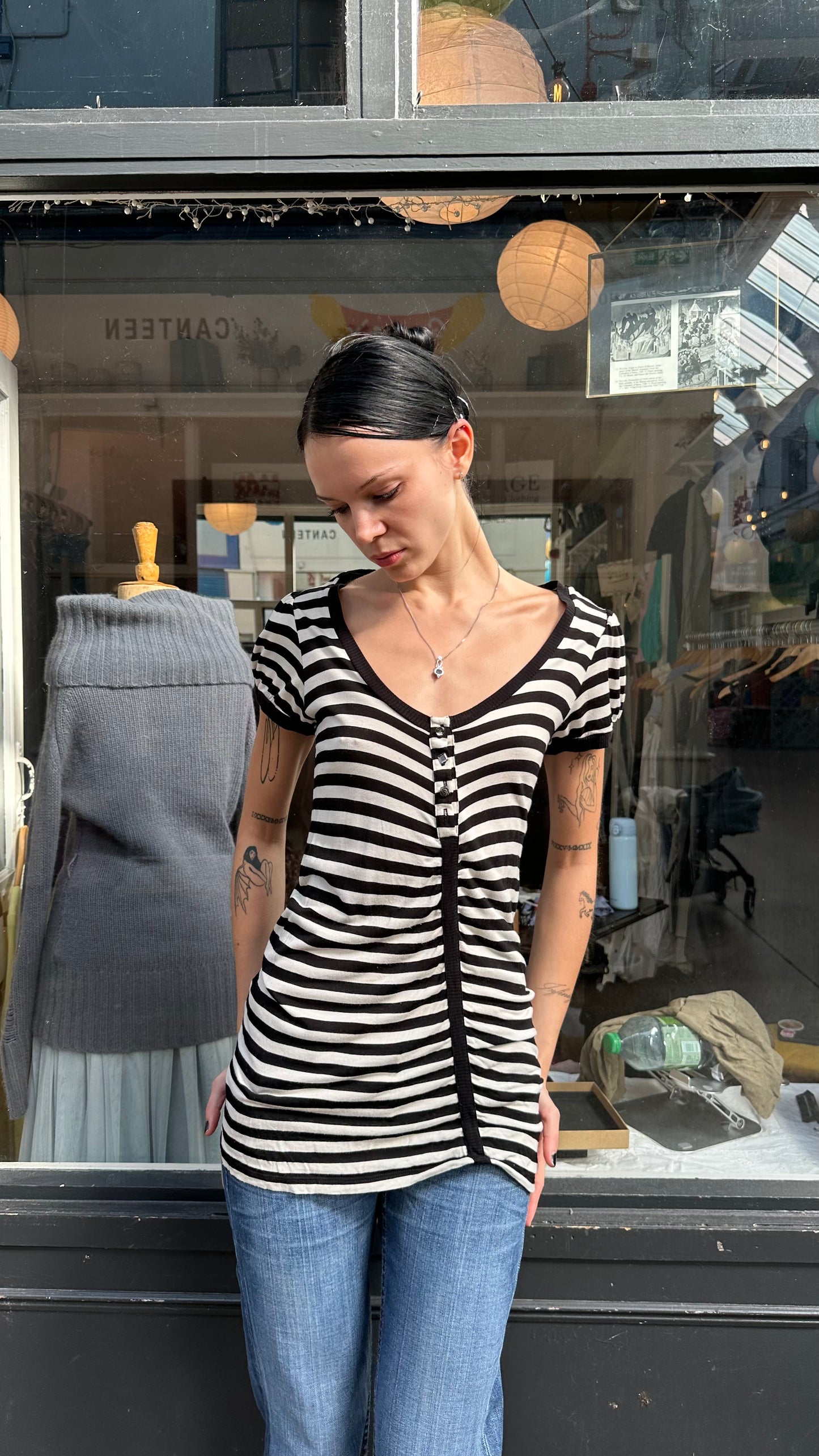Black and white striped tshirt