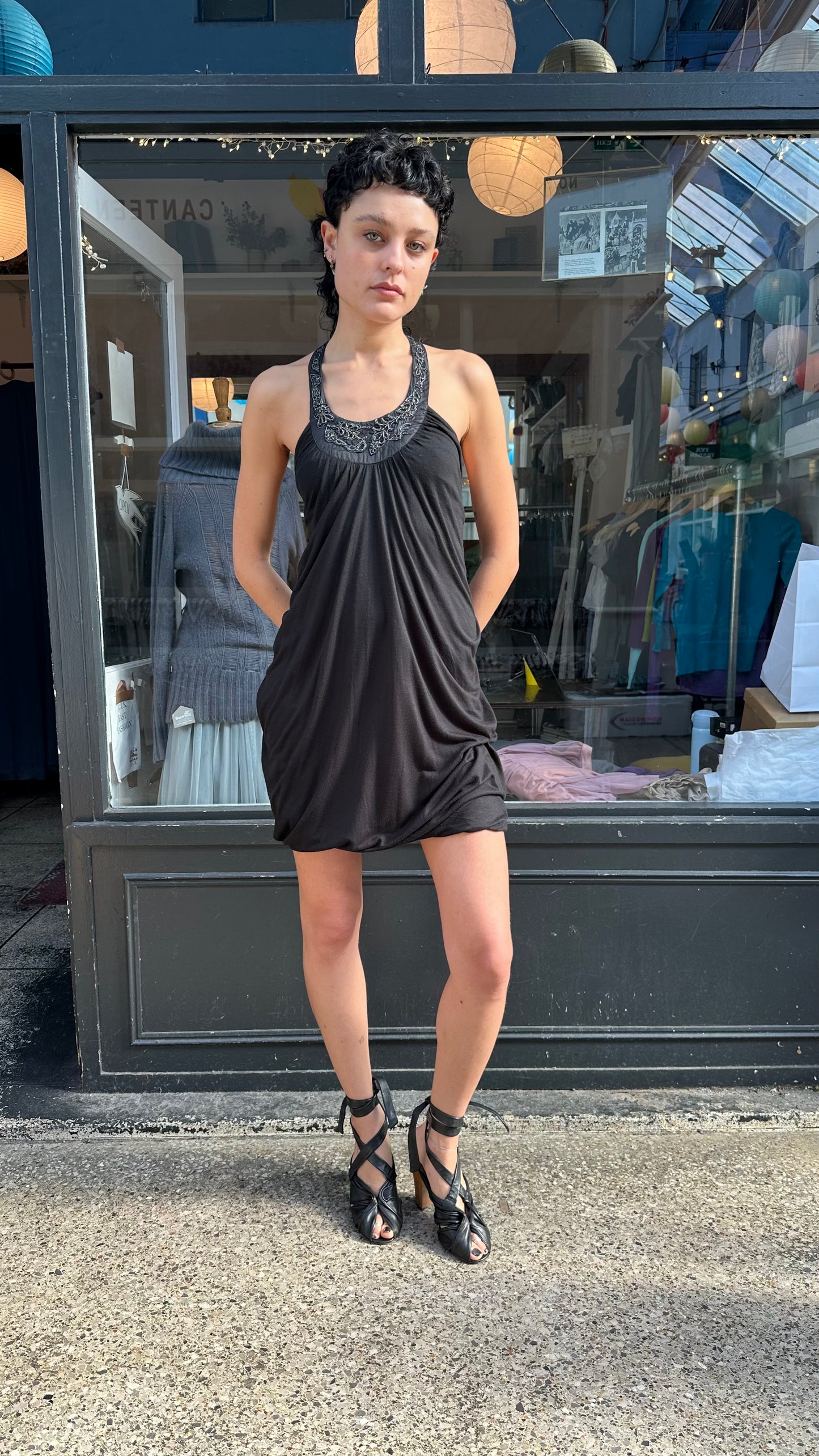 All saints black halter mini dress