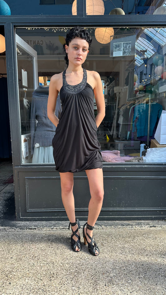 All saints black halter mini dress
