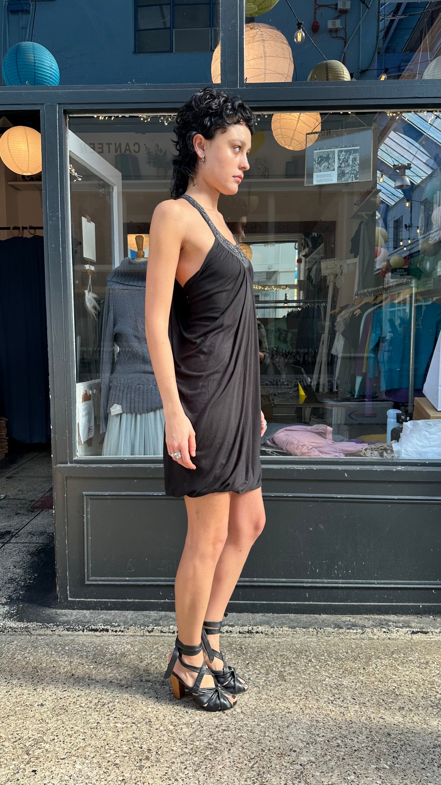 All saints black halter mini dress