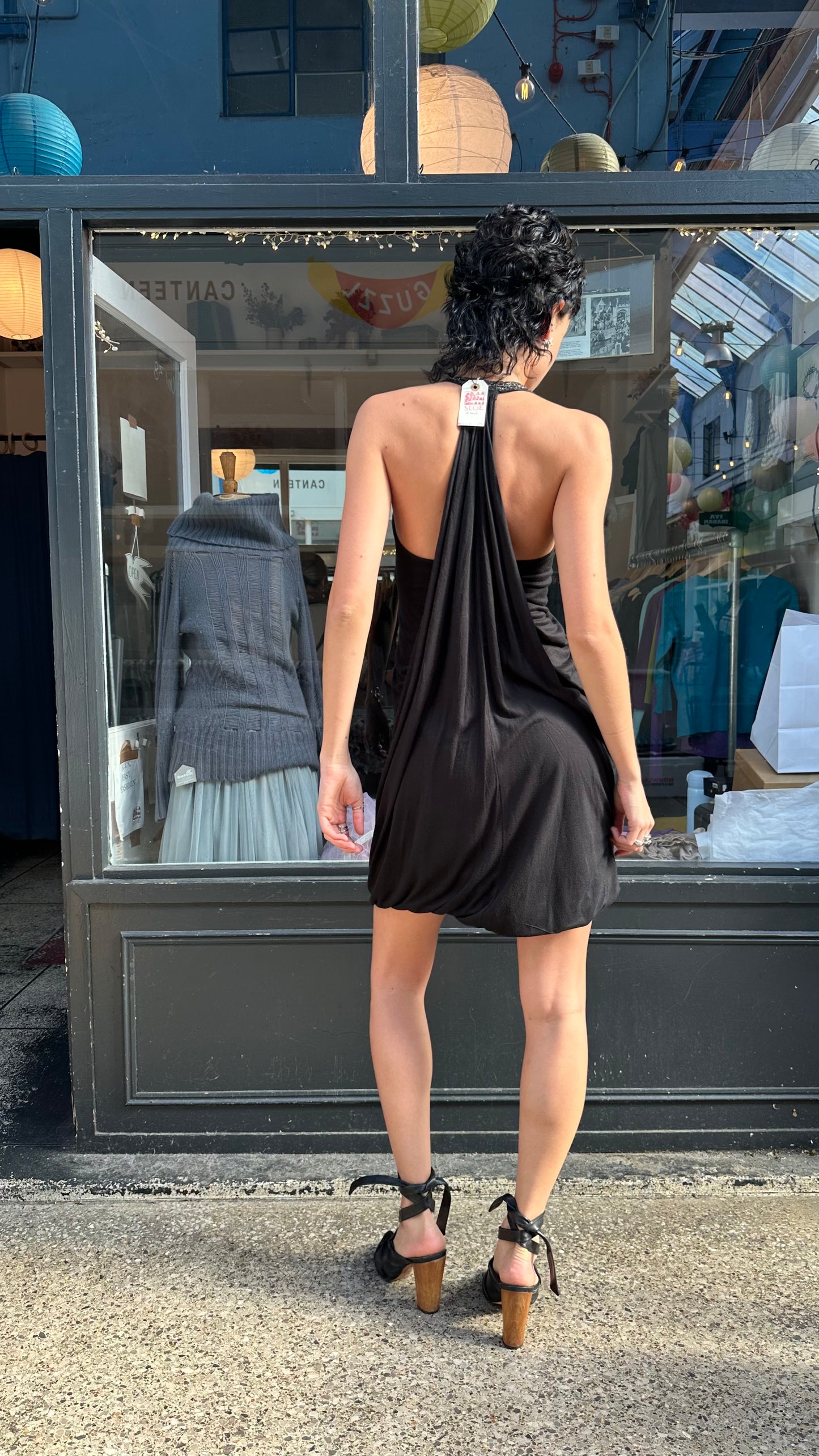 All saints black halter mini dress
