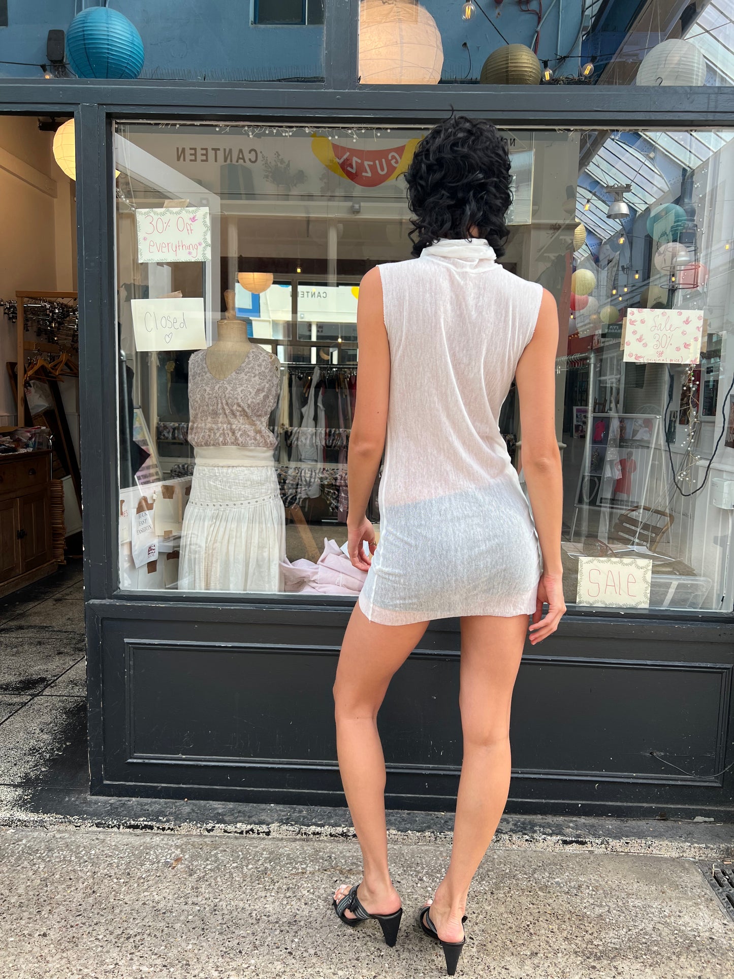 Sheer high neck mini dress