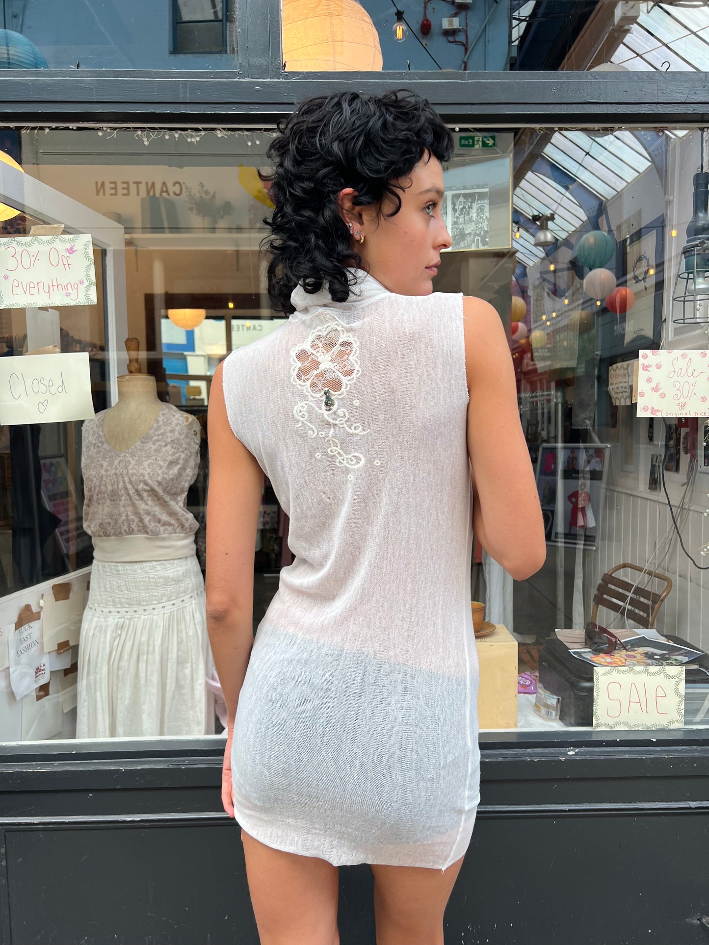 Sheer high neck mini dress