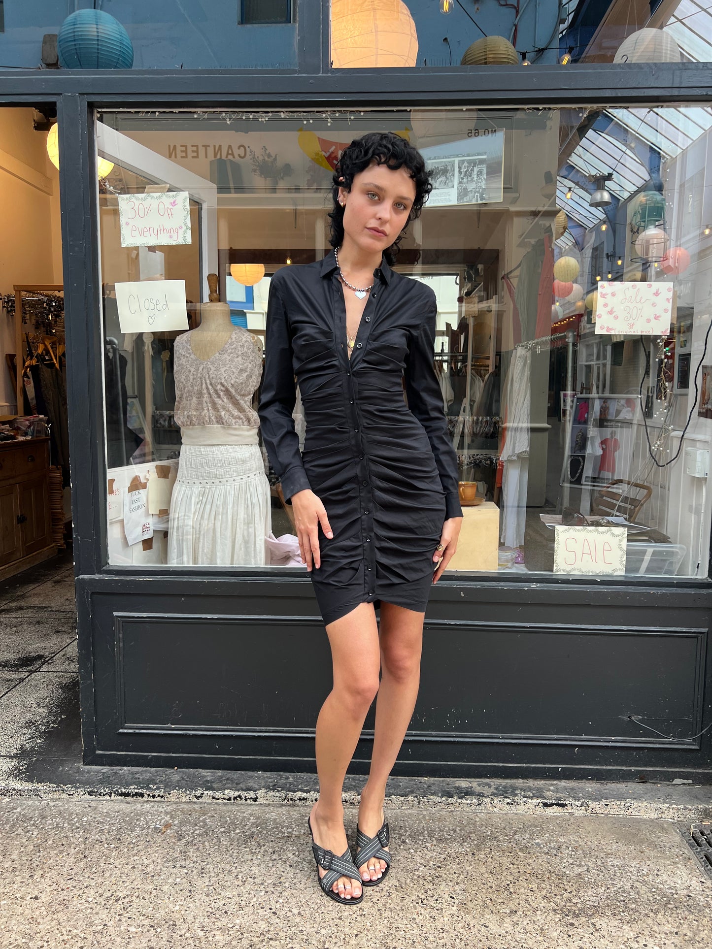 STRENESSE black button up dress with hidden zipper